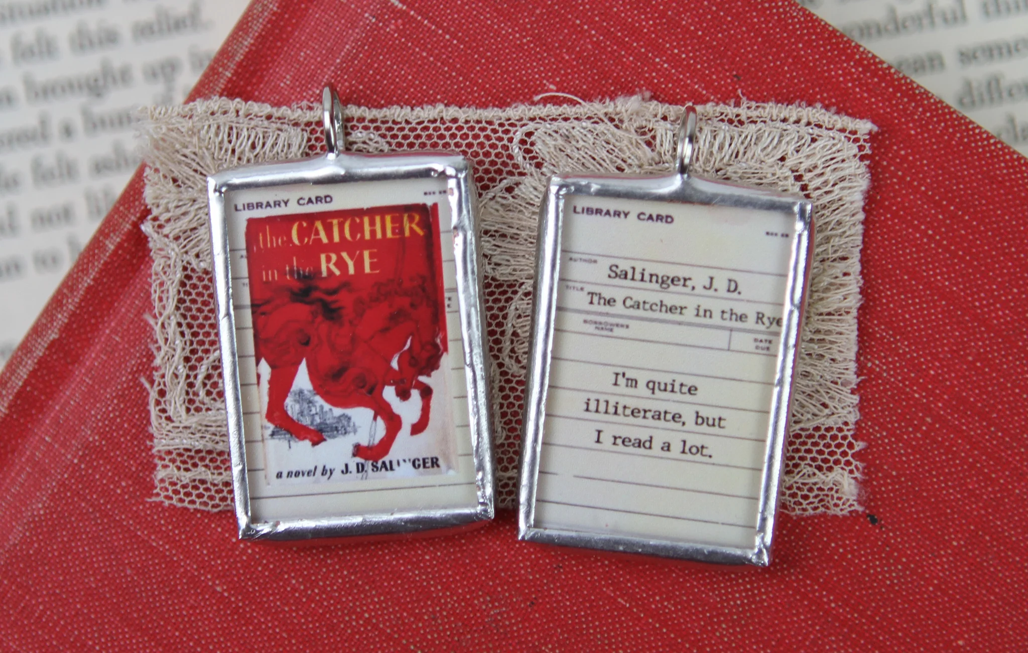 Catcher In The Rye Book Cover Quote Soldered Art Jewelry Charm or Necklace - Image 3