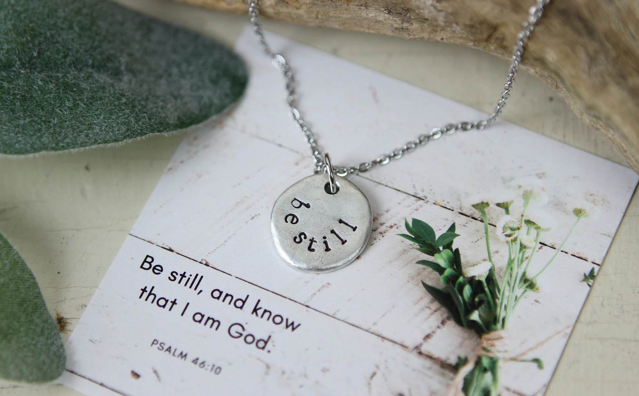 Be Still Hand Stamped Scripture Necklace - Image 4