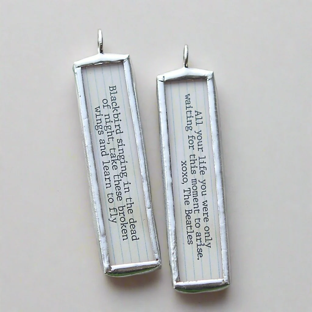 Blackbird Lyric Stick Soldered Art Jewelry Charm