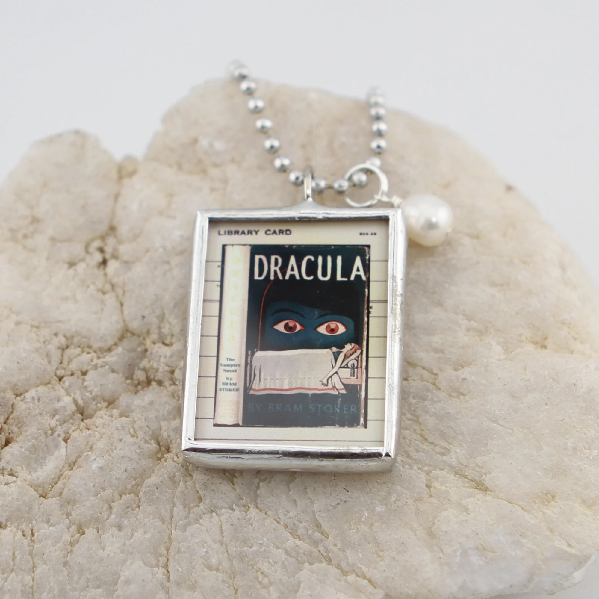 Dracula Book Cover Quote Soldered Art Jewelry Charm or Necklace - Image 2