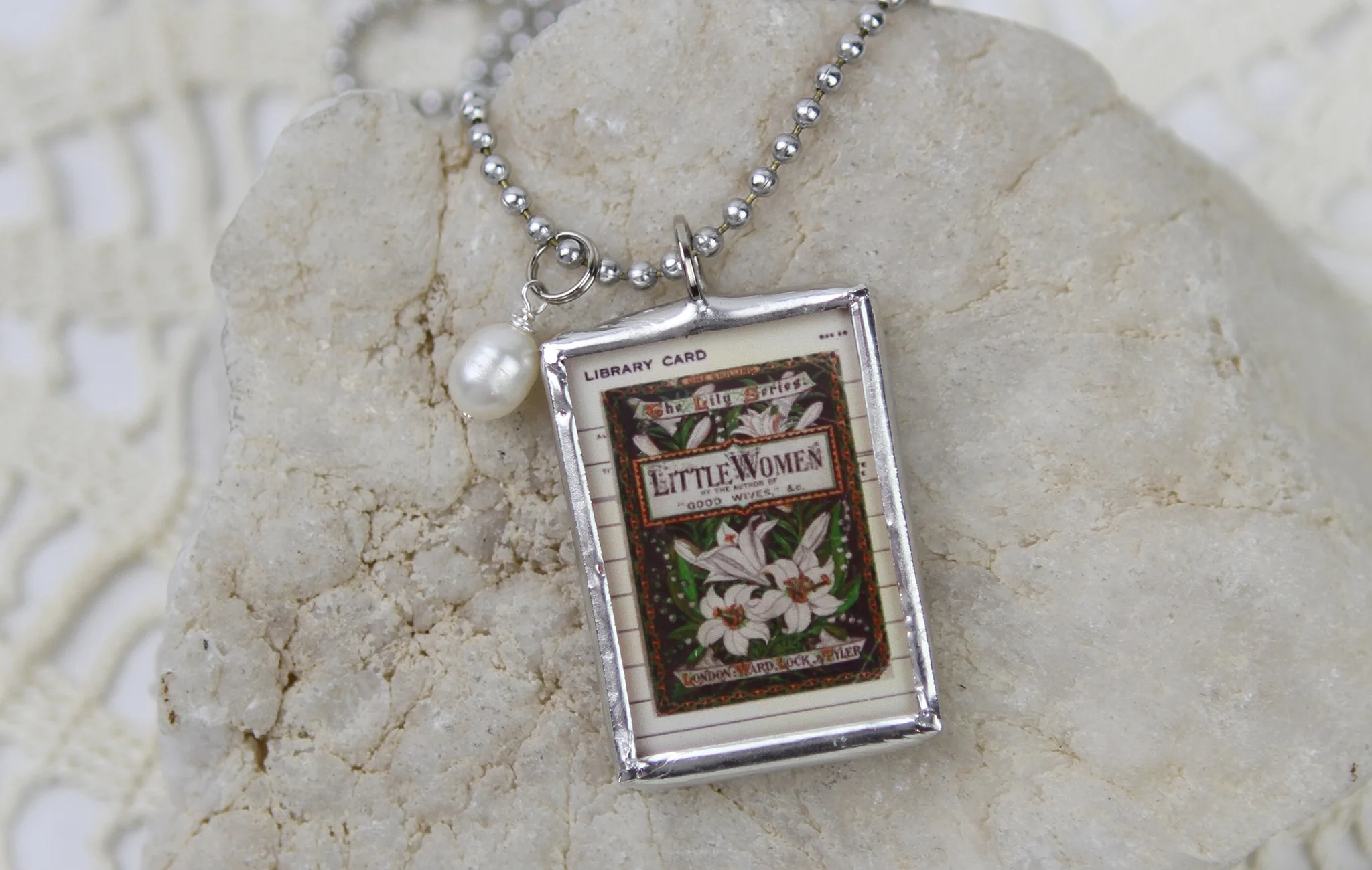 Little Women Book Cover Quote Soldered Art Jewelry Charm or Necklace - Image 2