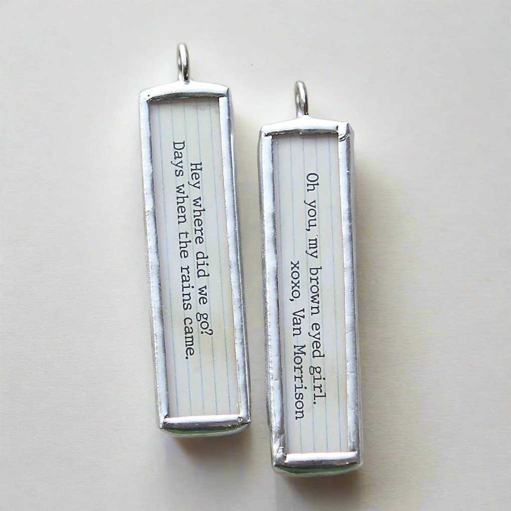 Brown Eyed Girl Lyric Stick Soldered Art Jewelry Charm