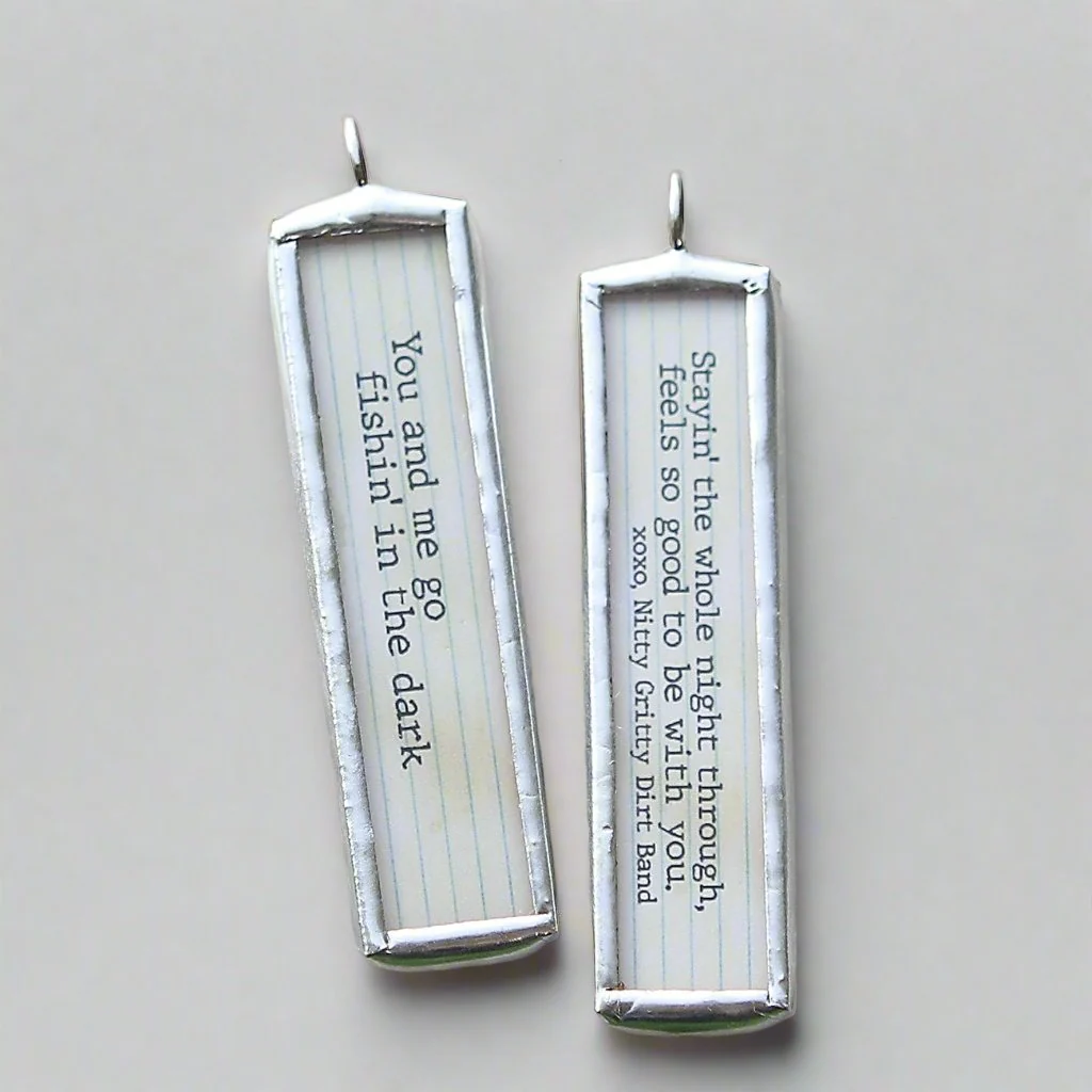 Fishin In The Dark Lyric Stick Soldered Art Jewelry Charm