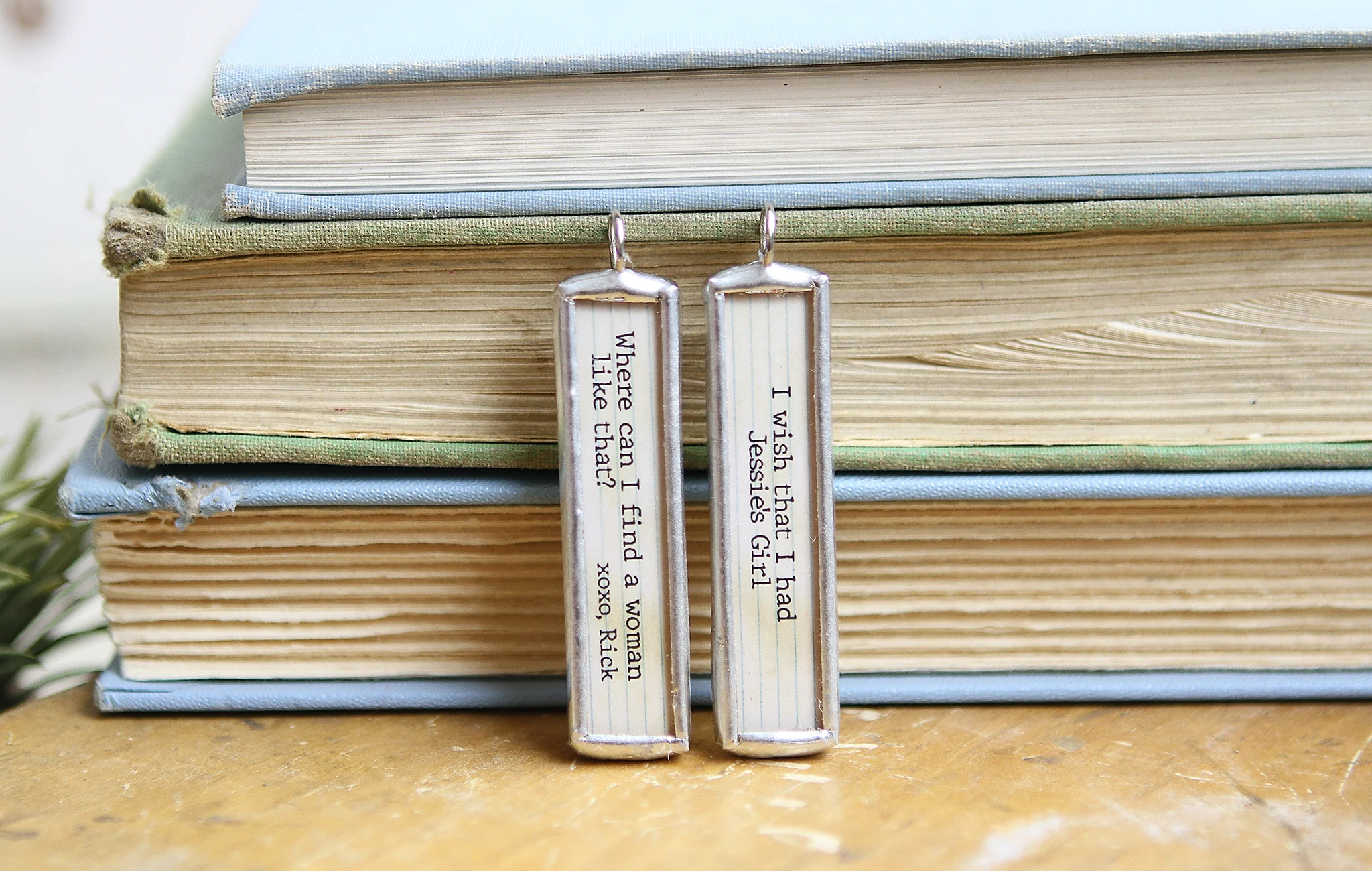 Jessie's Girl Lyric Stick Soldered Art Jewelry Charm - Image 2