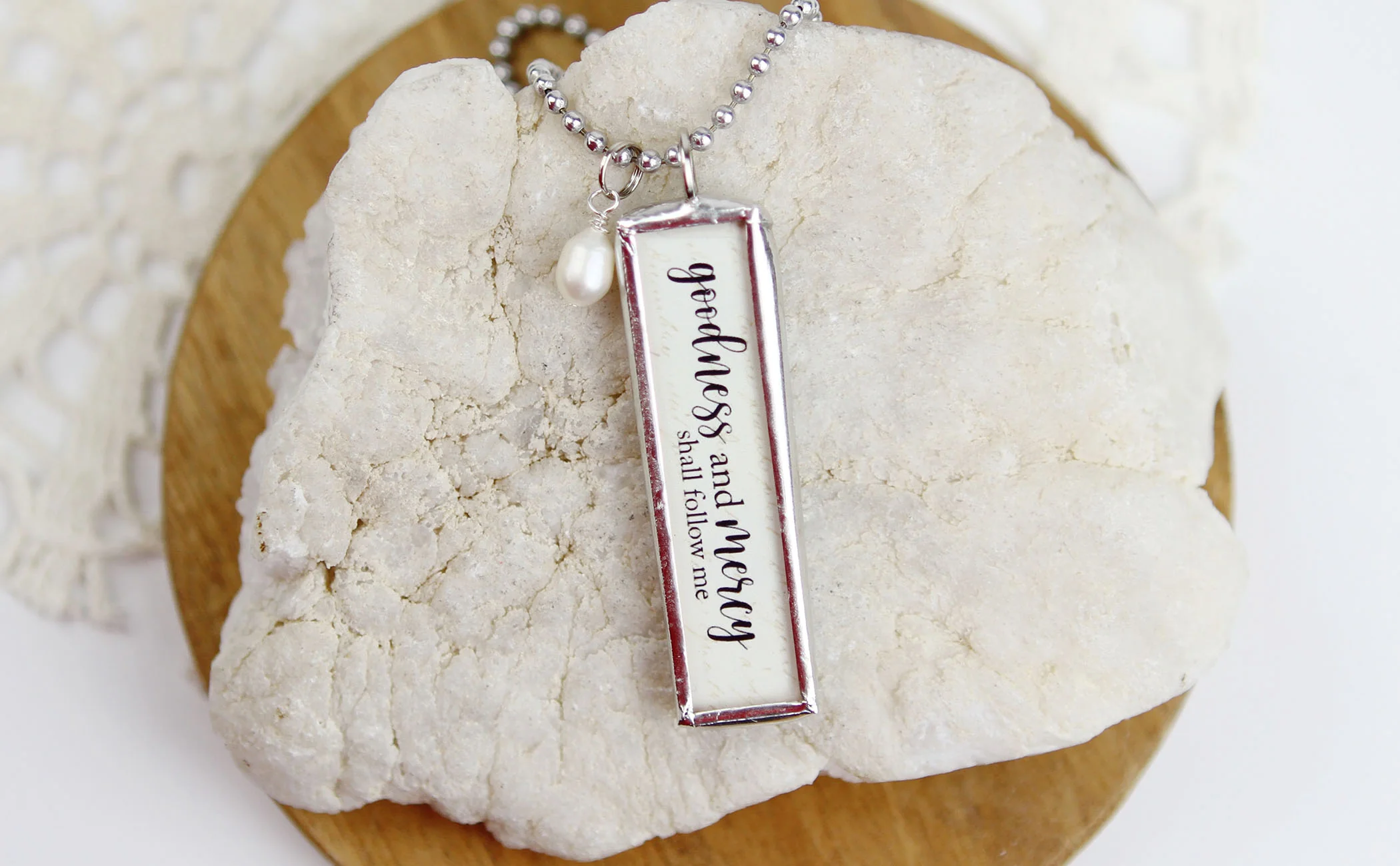 Psalm 23 Goodness and Mercy Soldered Art Jewelry Charm - Image 2