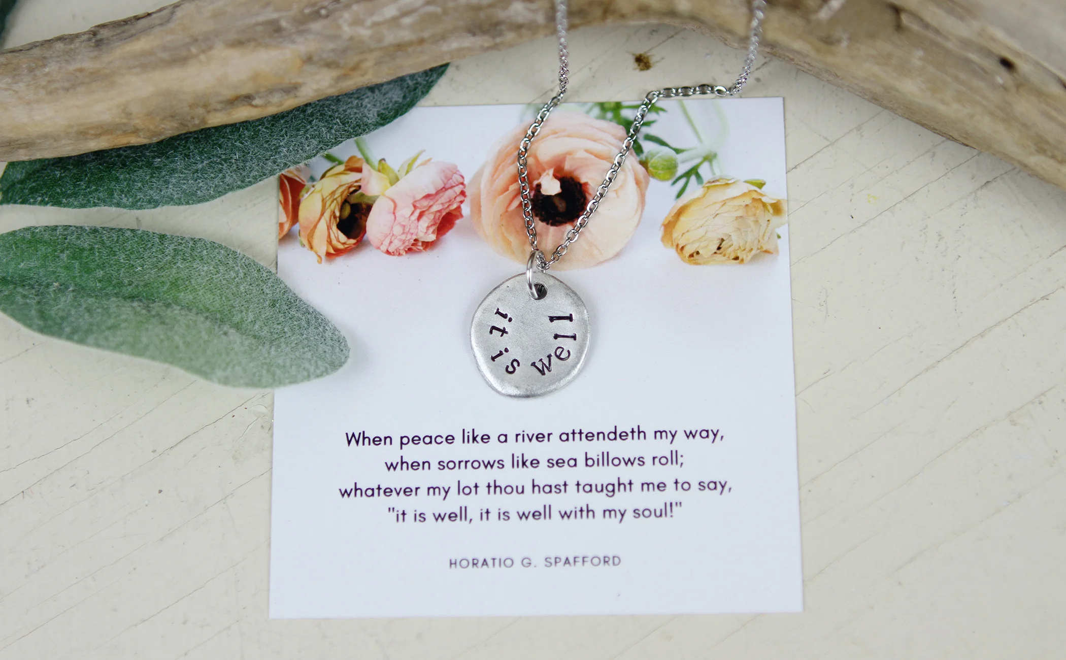 It Is Well Hand Stamped Scripture Necklace - Image 4