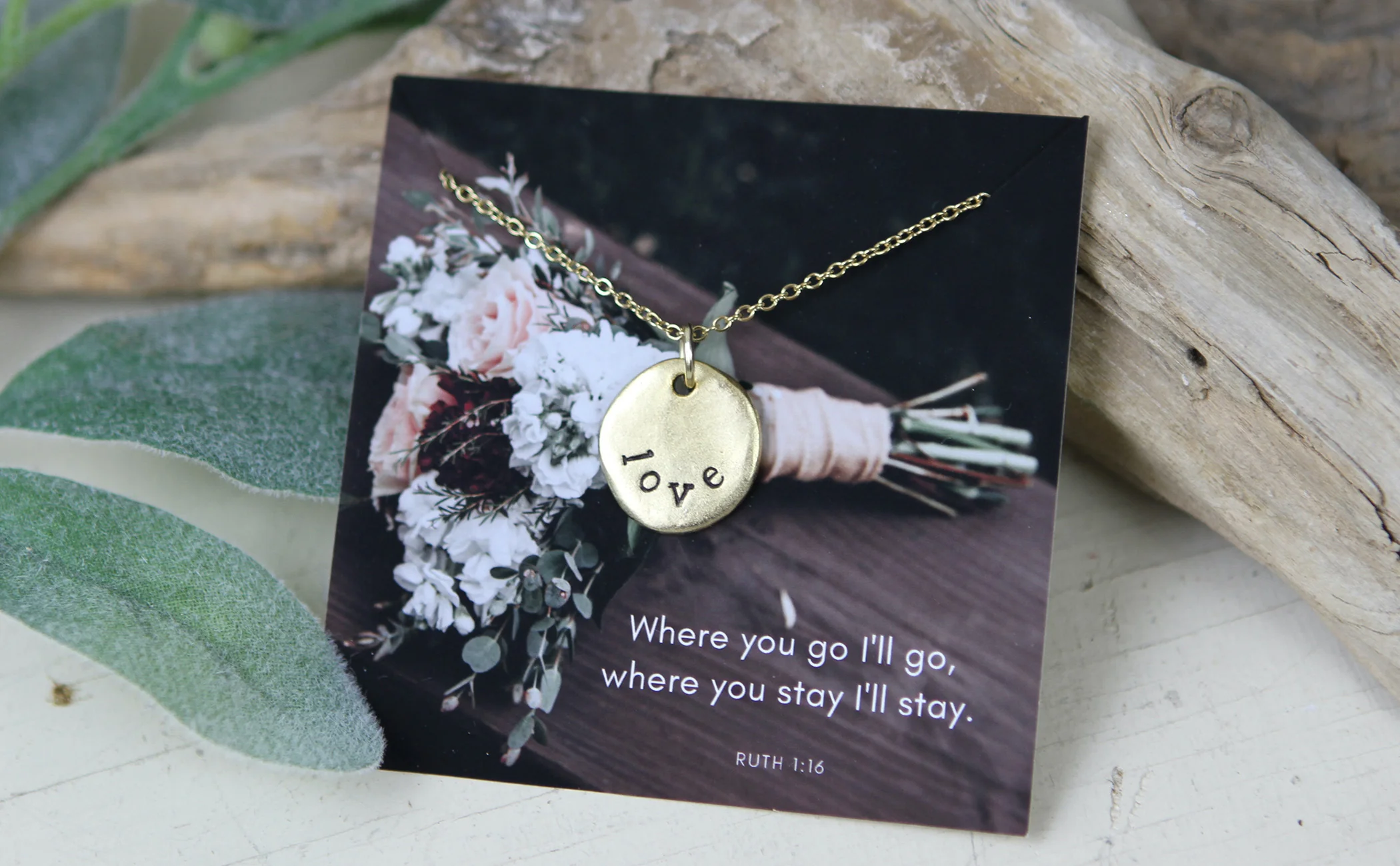 Love Hand Stamped Scripture Necklace - Image 3