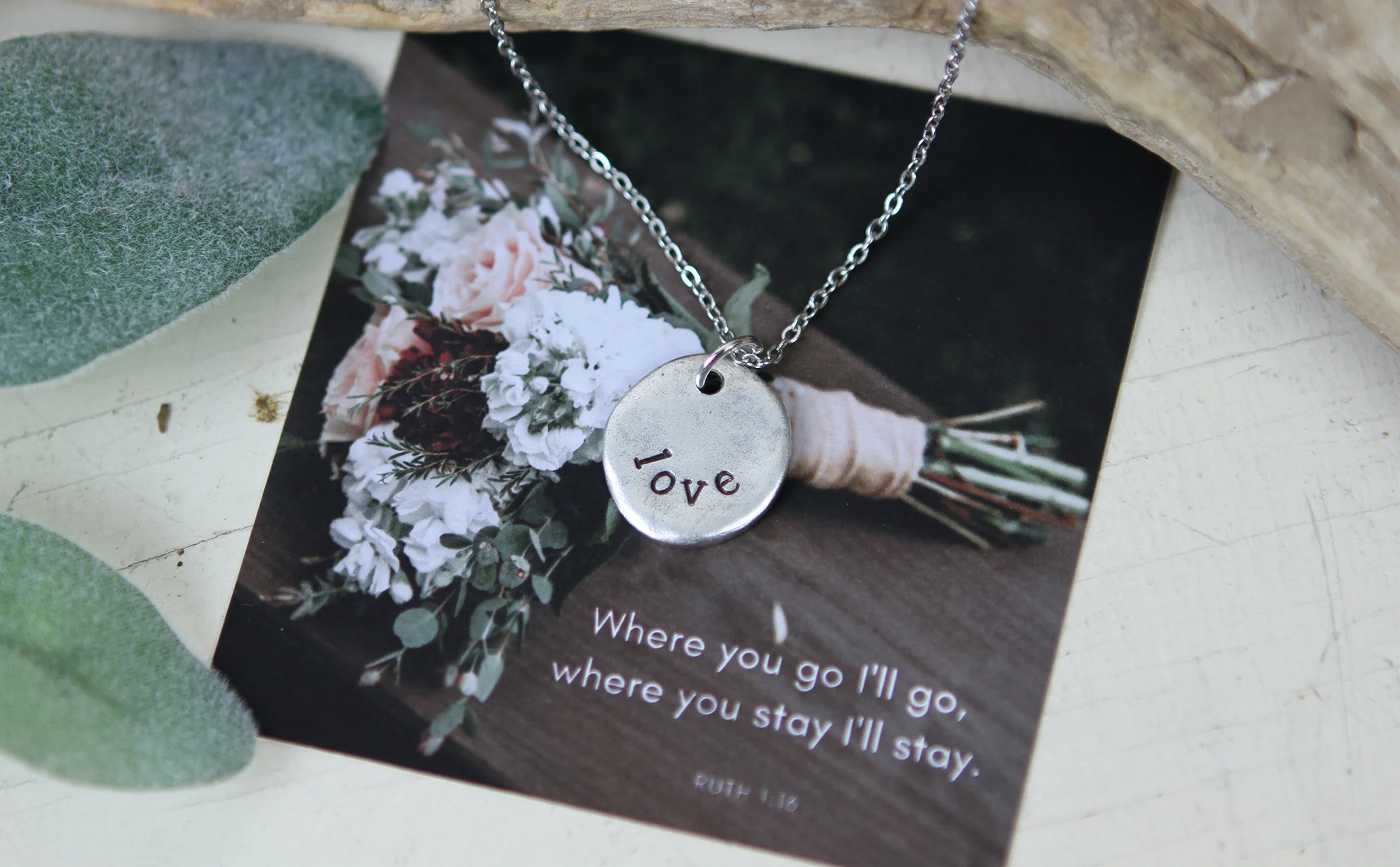 Love Hand Stamped Scripture Necklace - Image 5