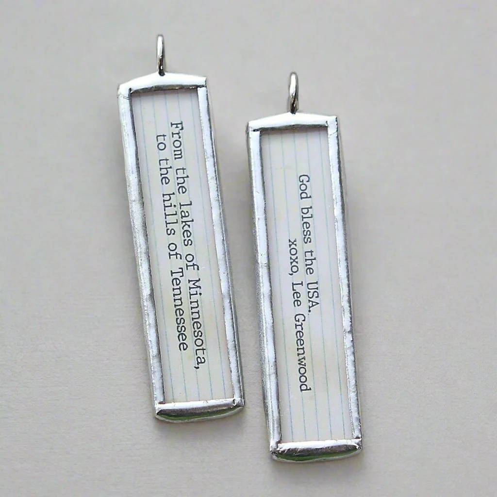 God Bless The USA Lyric Stick Soldered Art Jewelry Charm