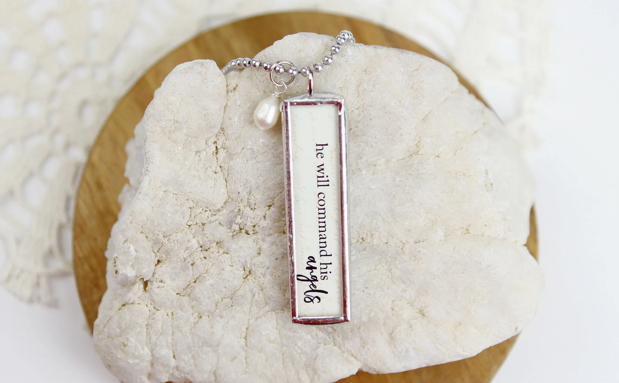 He Will Command His Angels Soldered Art Jewelry Charm - Image 2