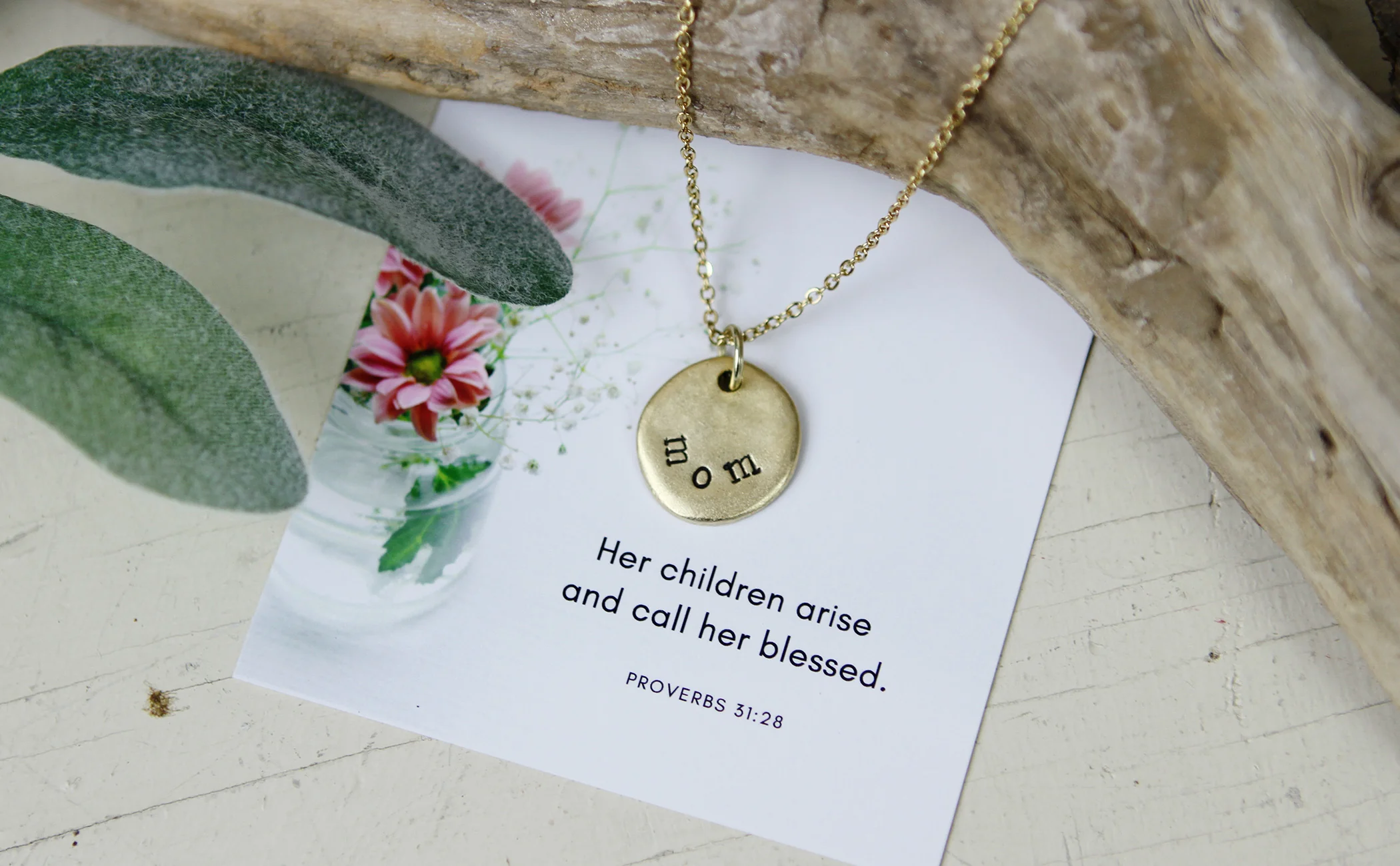 Mom Hand Stamped Scripture Necklace - Image 3