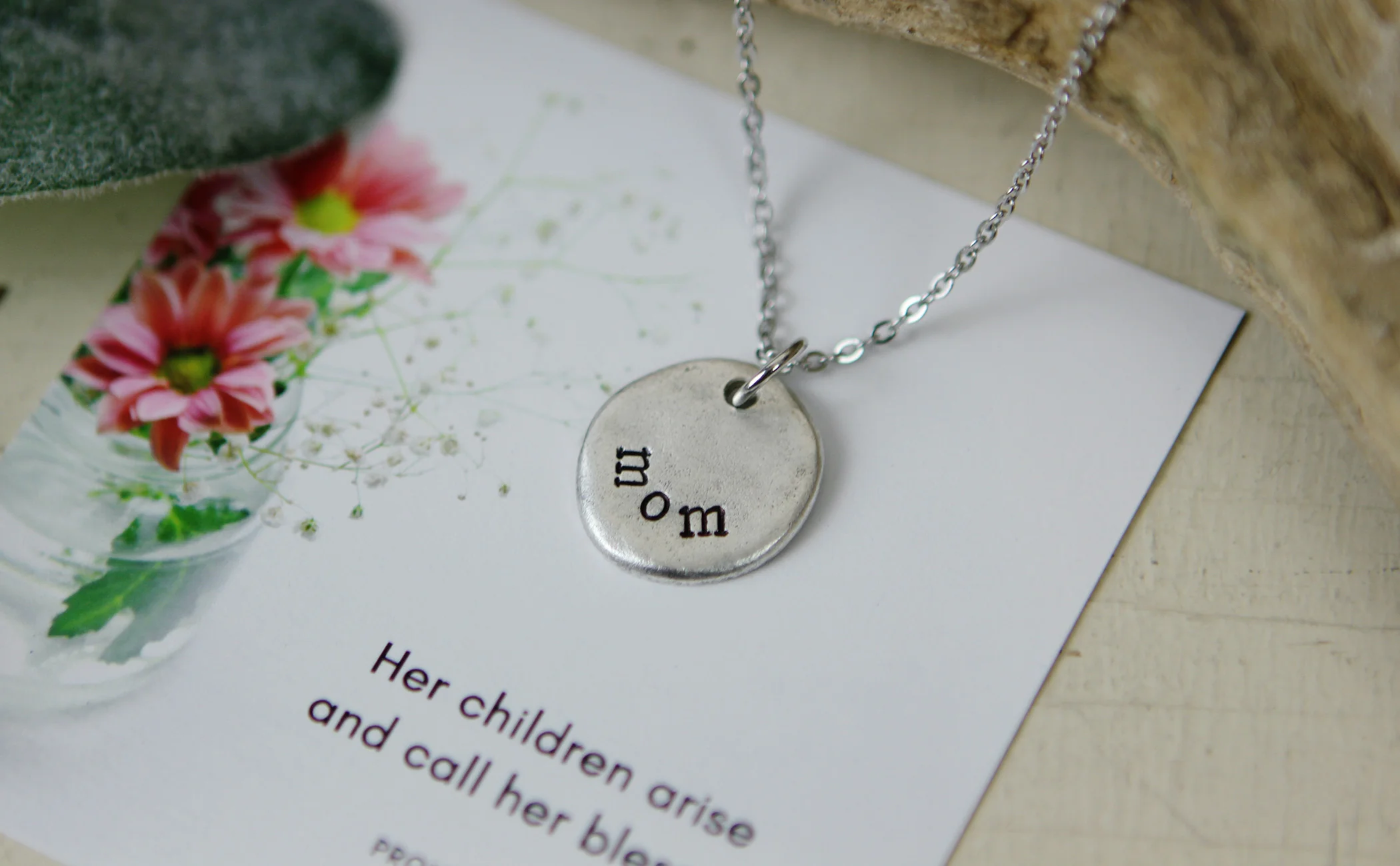 Mom Hand Stamped Scripture Necklace - Image 6