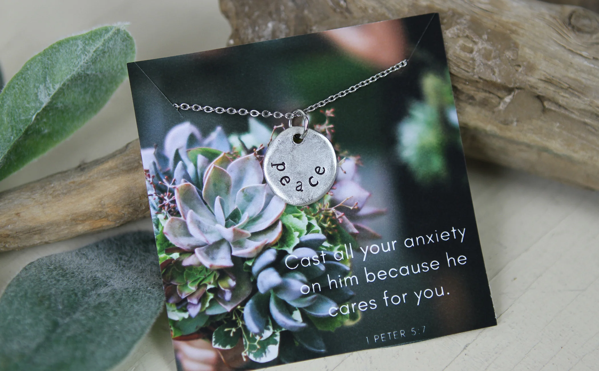 Peace Hand Stamped Scripture Necklace - Image 4