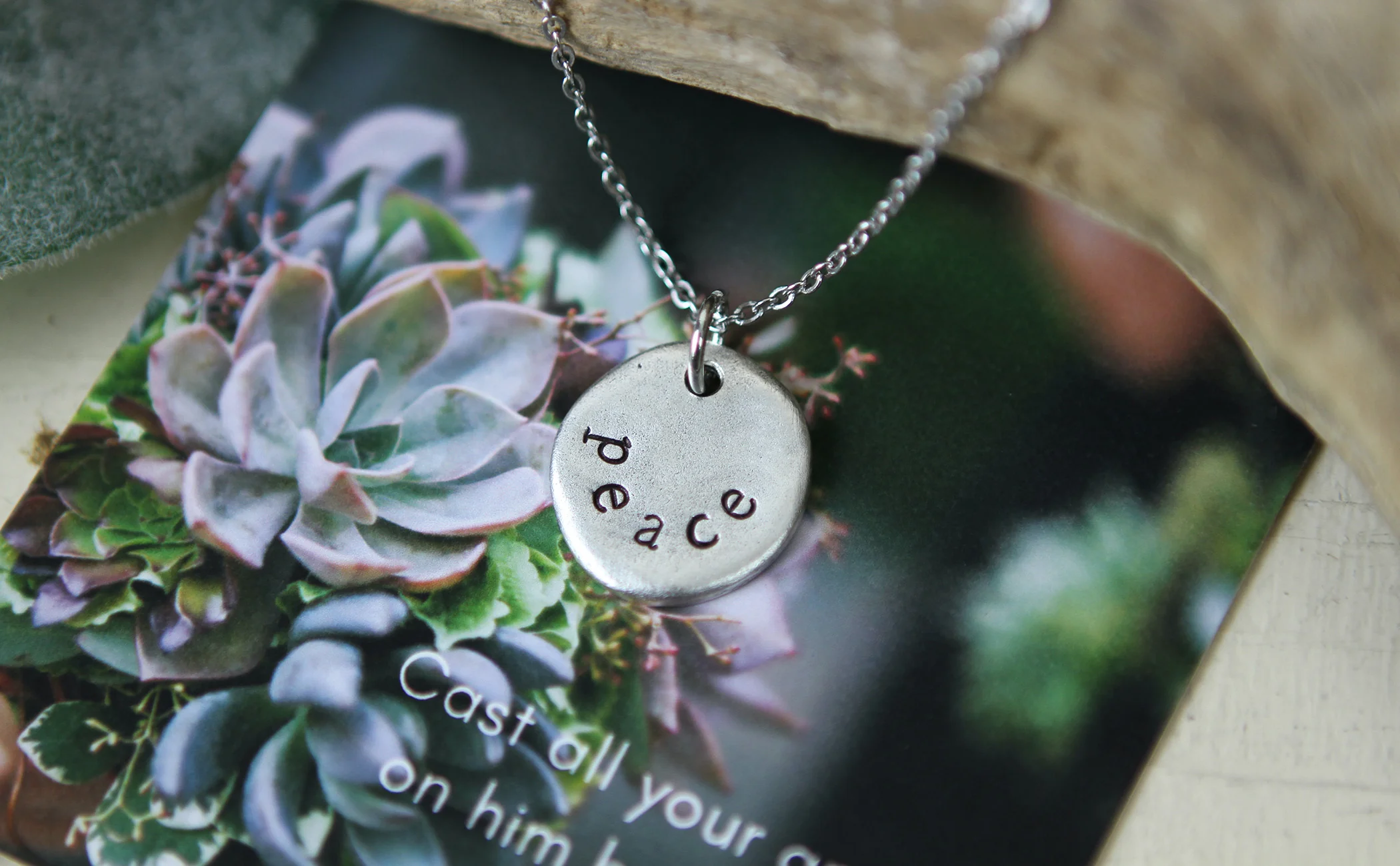 Peace Hand Stamped Scripture Necklace - Image 6