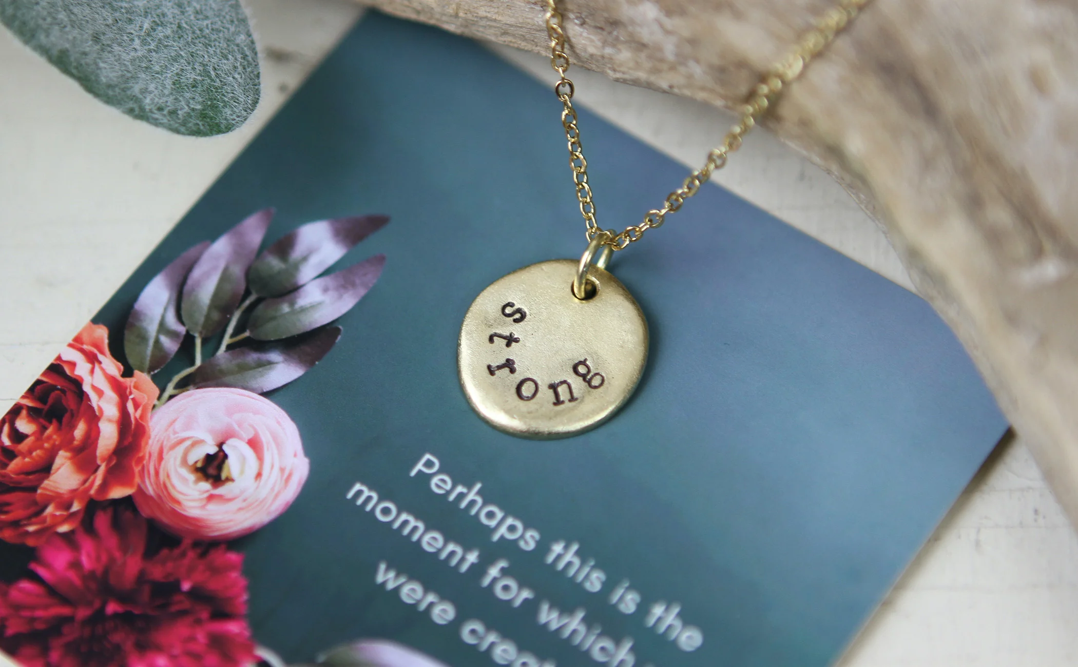 Strong Hand Stamped Scripture Necklace - Image 3