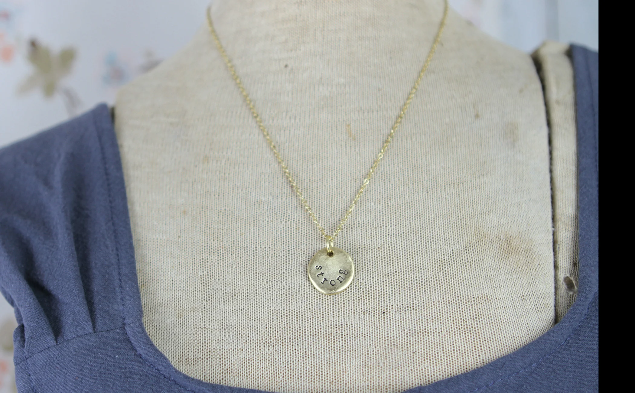 Strong Hand Stamped Scripture Necklace - Image 4