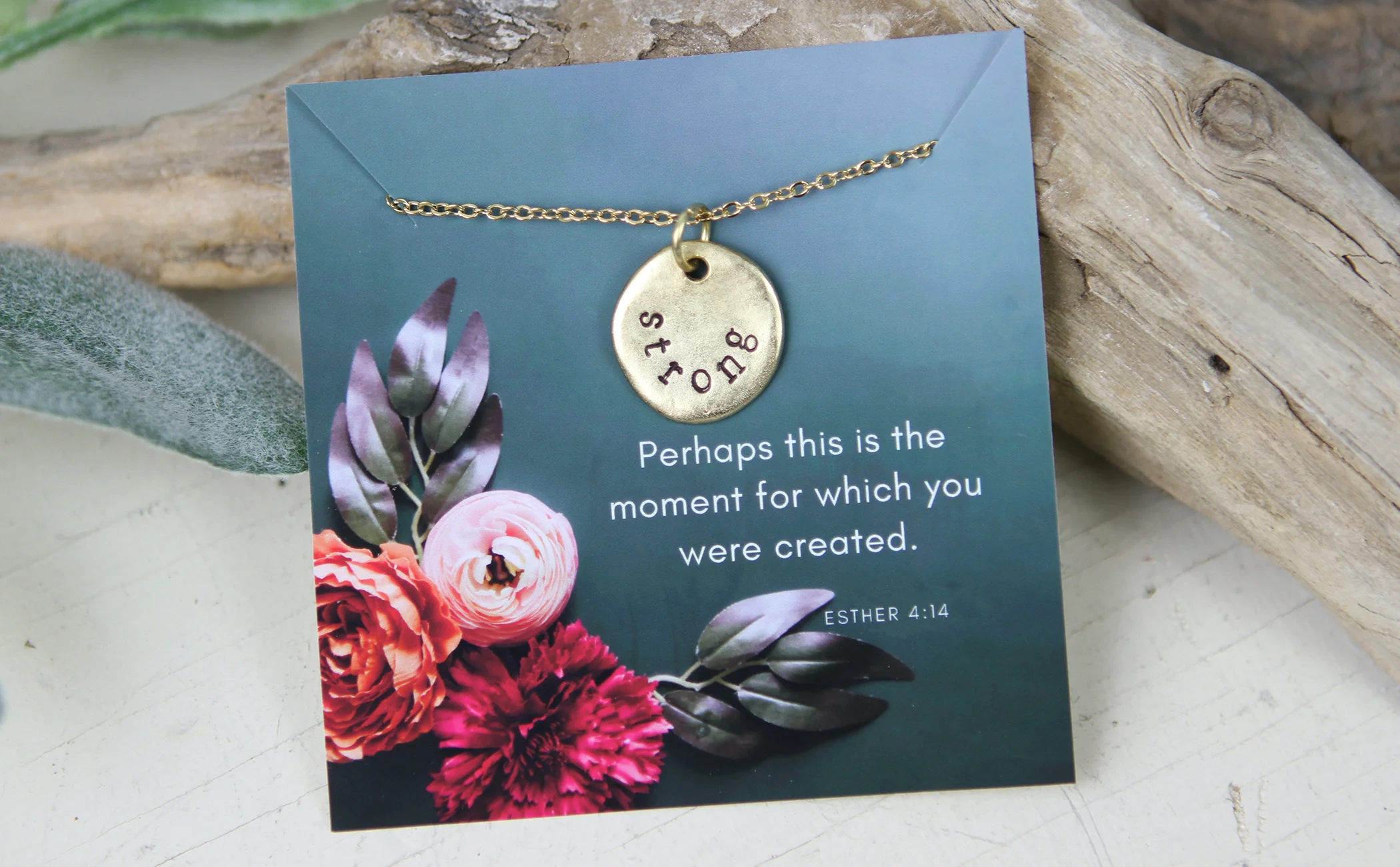 Strong Hand Stamped Scripture Necklace - Image 5