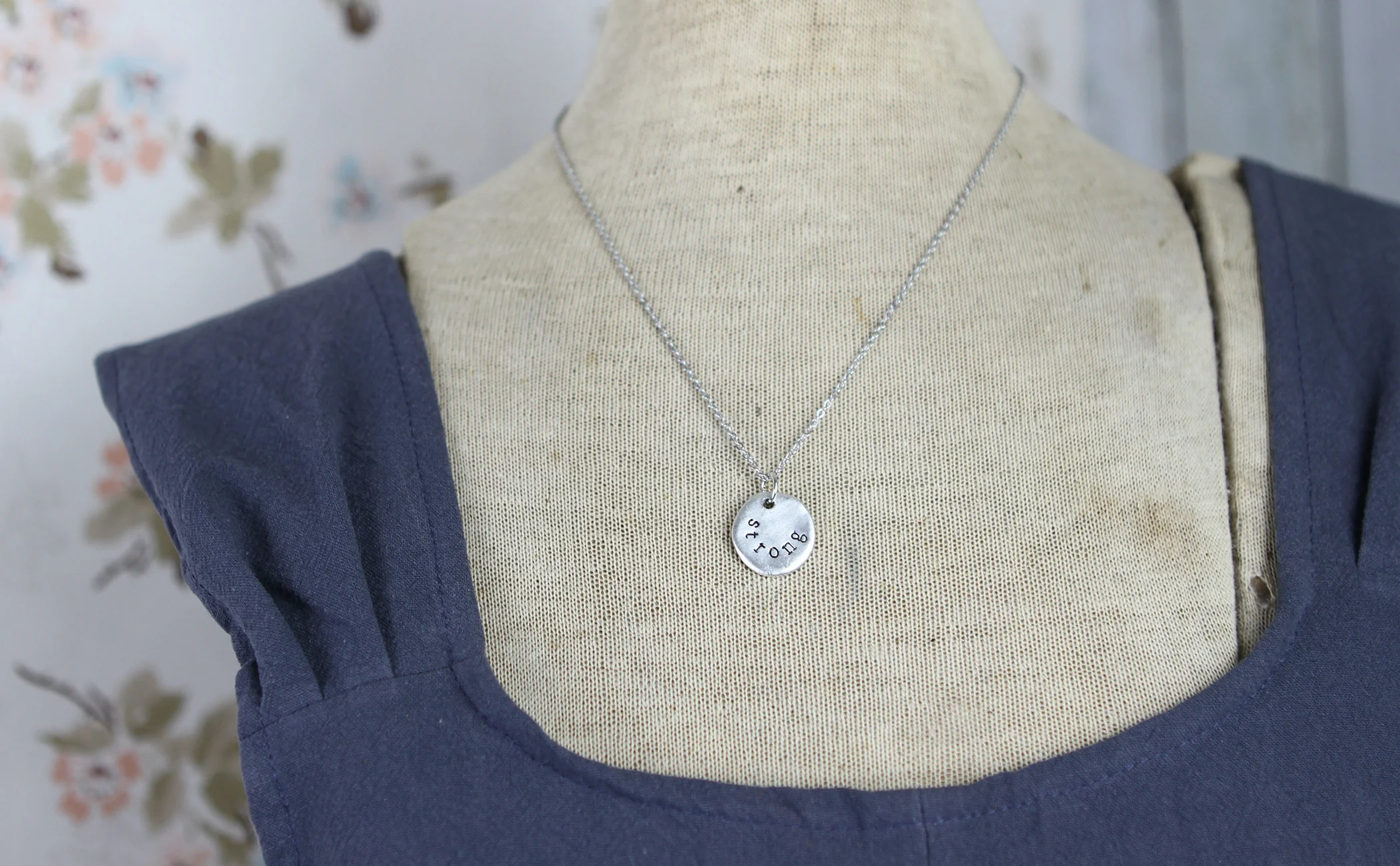 Strong Hand Stamped Scripture Necklace - Image 6