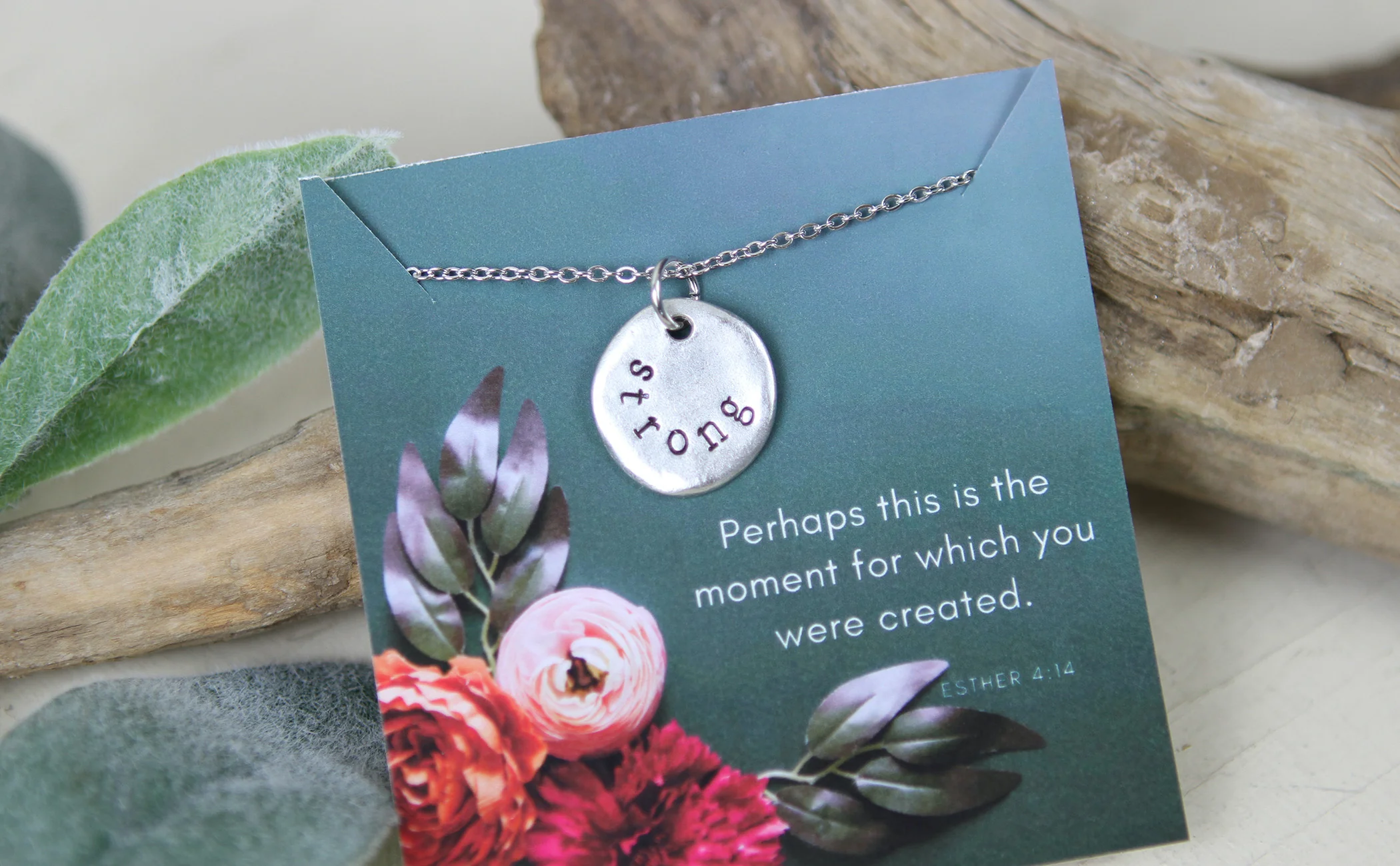 Strong Hand Stamped Scripture Necklace - Image 7