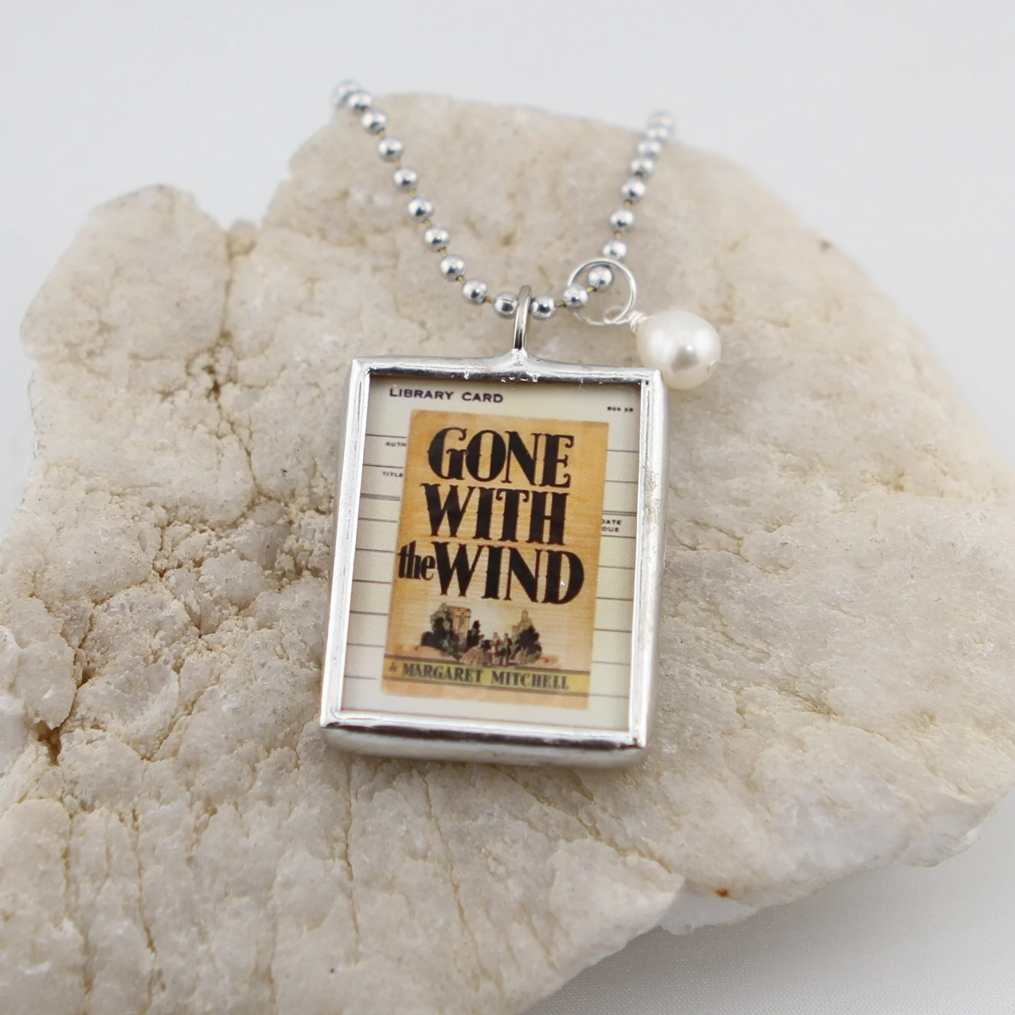 Gone With The Wind Book Cover Quote Soldered Art Jewelry Charm or Necklace - Image 2