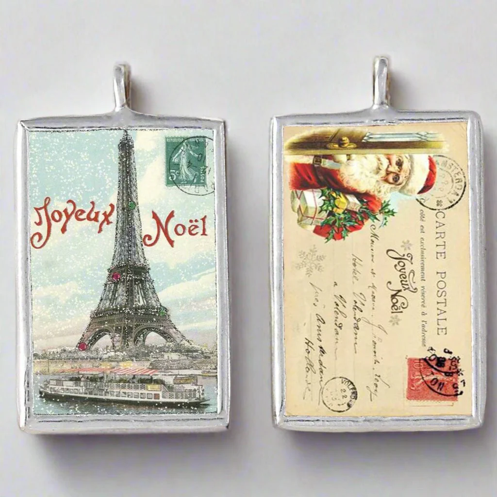 Eiffel Tower Christmas Soldered Art Charm Jewelry