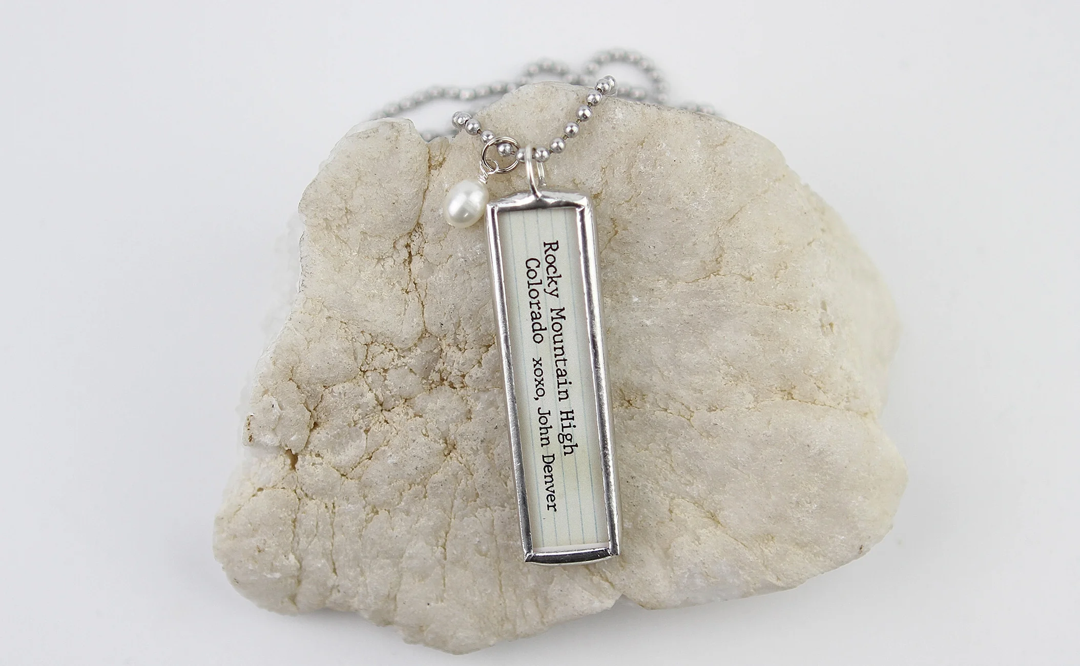Rocky Mountain High Lyric Soldered Art Jewelry Charm or Necklace - Image 2