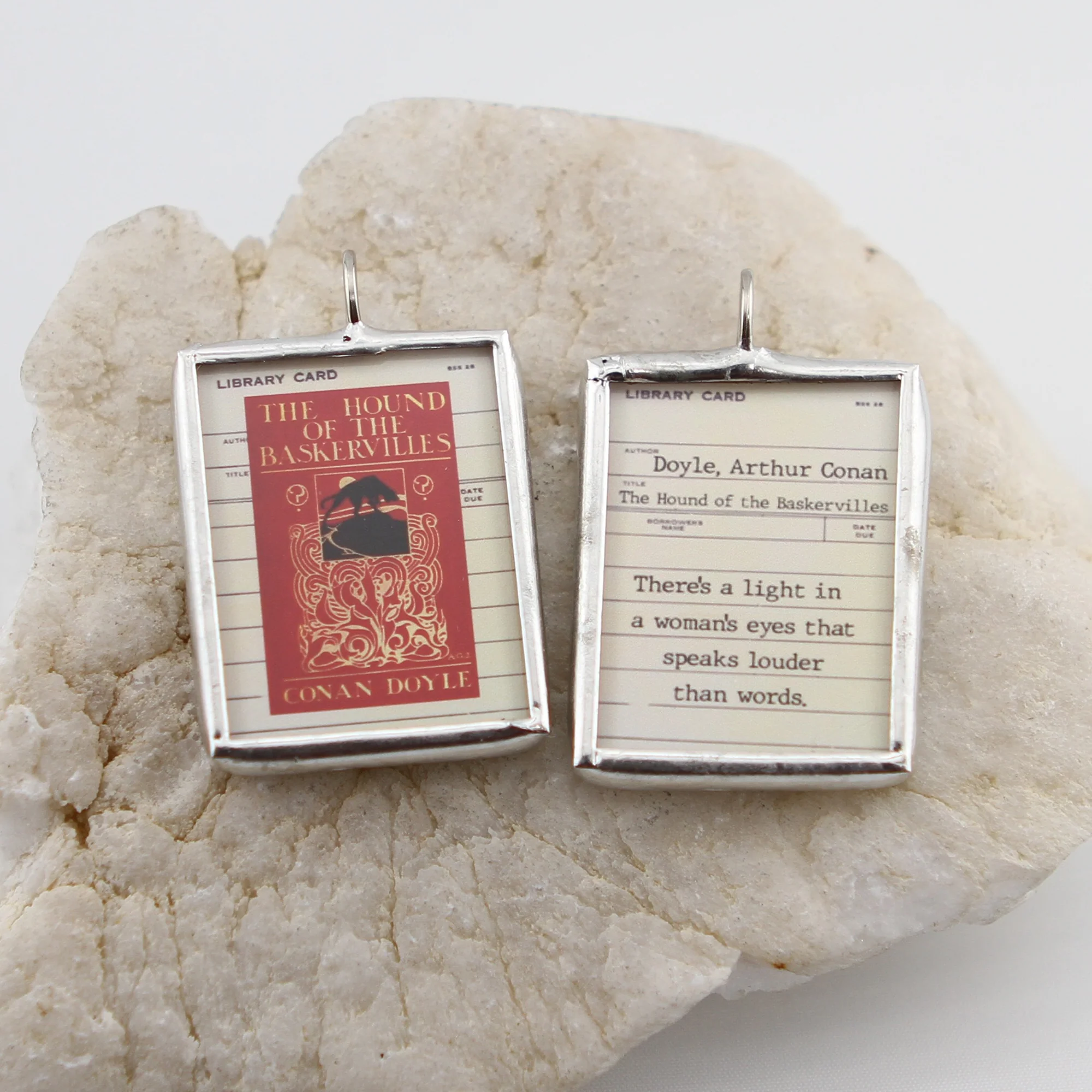 The Hound of the Baskervilles Book Cover Quote Soldered Art Jewelry Charm or Necklace