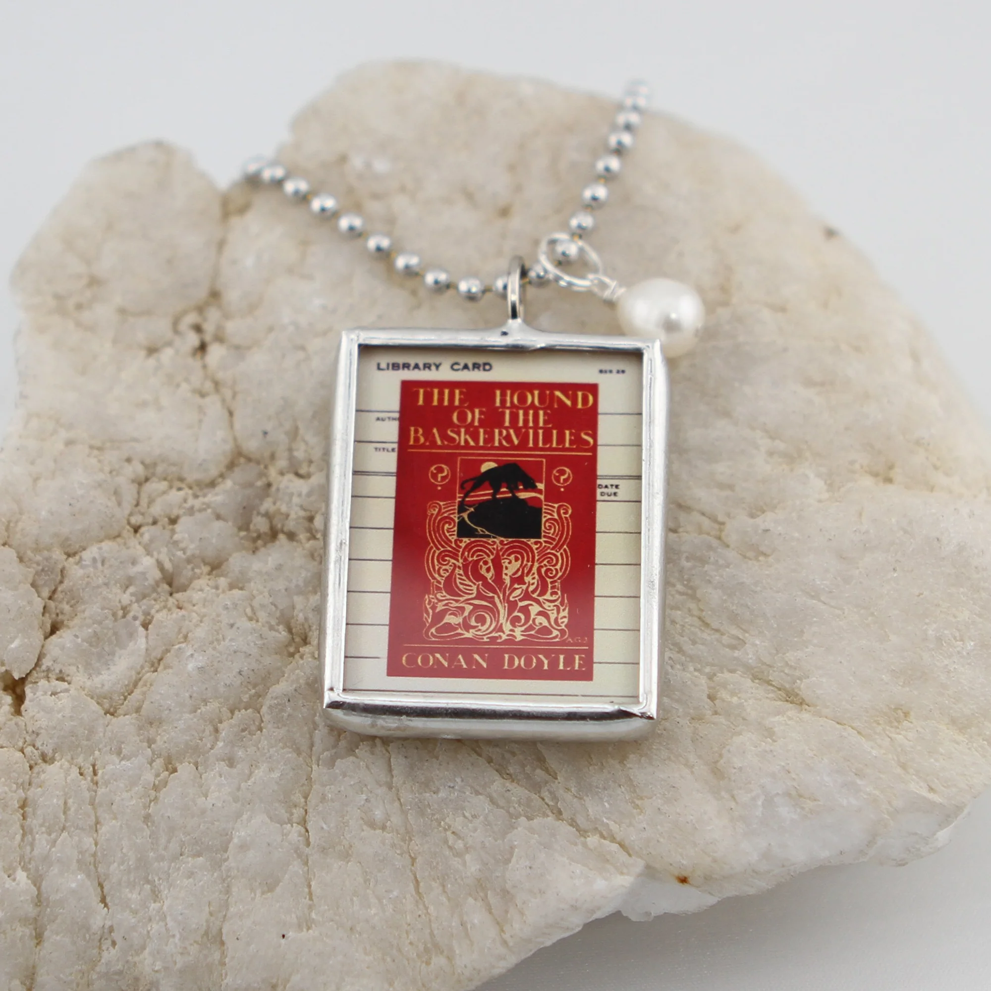 The Hound of the Baskervilles Book Cover Quote Soldered Art Jewelry Charm or Necklace - Image 2
