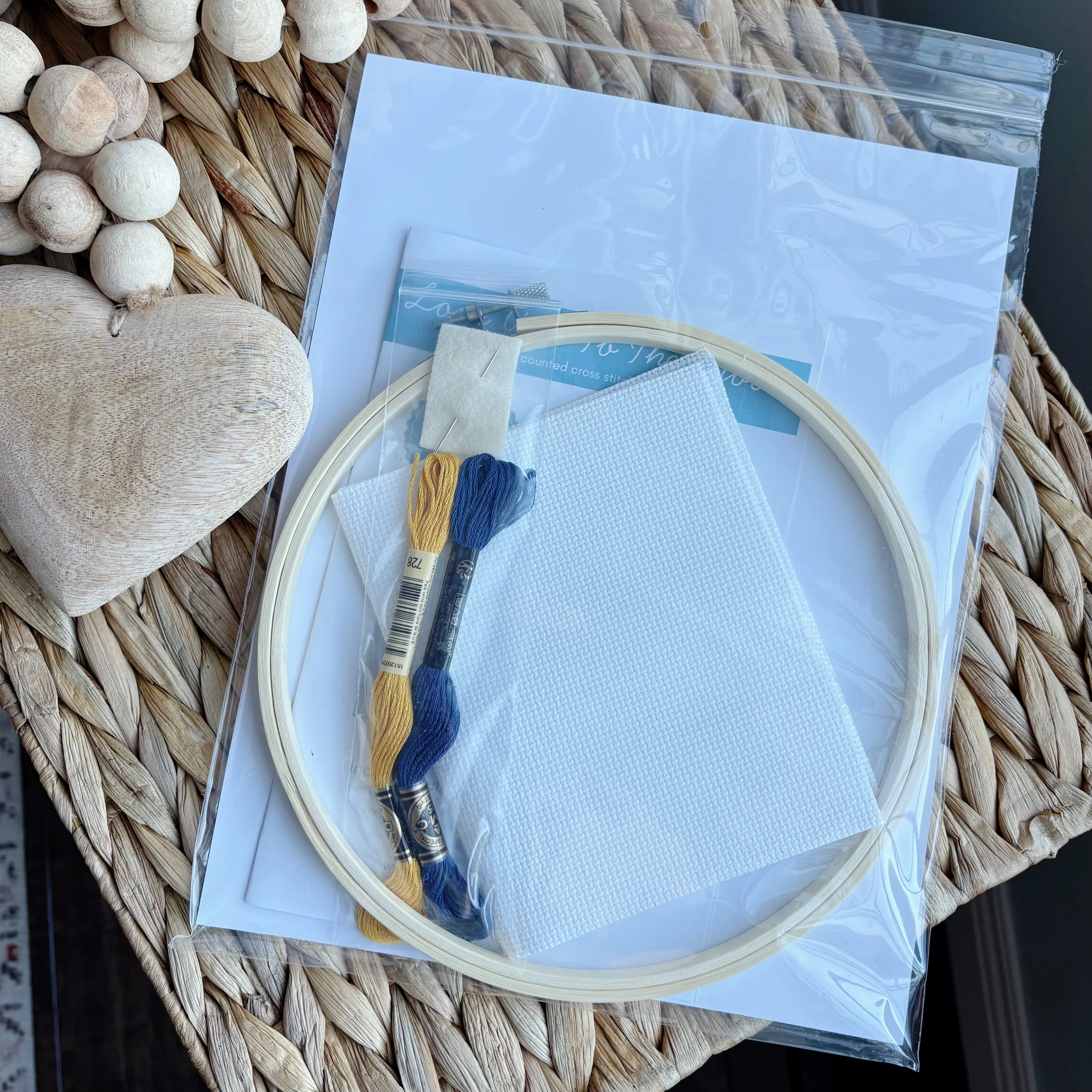 Love You To The Moon Blue Cross Stitch Kit - Image 3