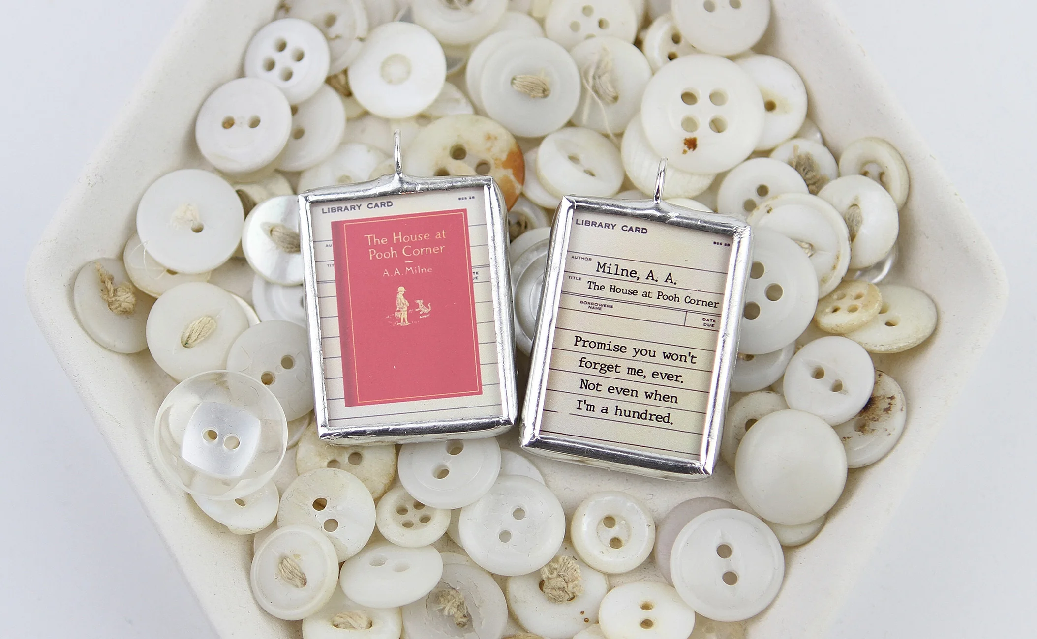 House at Pooh Corner Book Cover Quote Soldered Art Jewelry Charm or Necklace