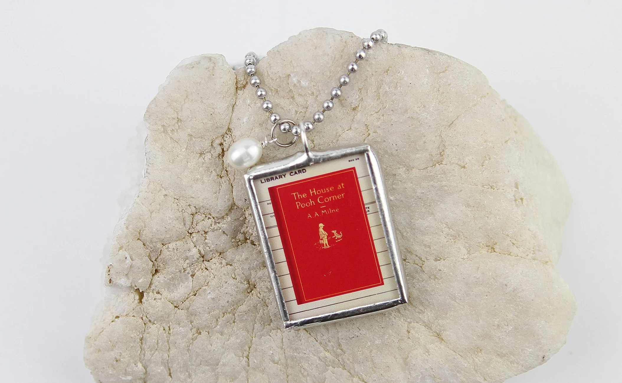 House at Pooh Corner Book Cover Quote Soldered Art Jewelry Charm or Necklace - Image 2