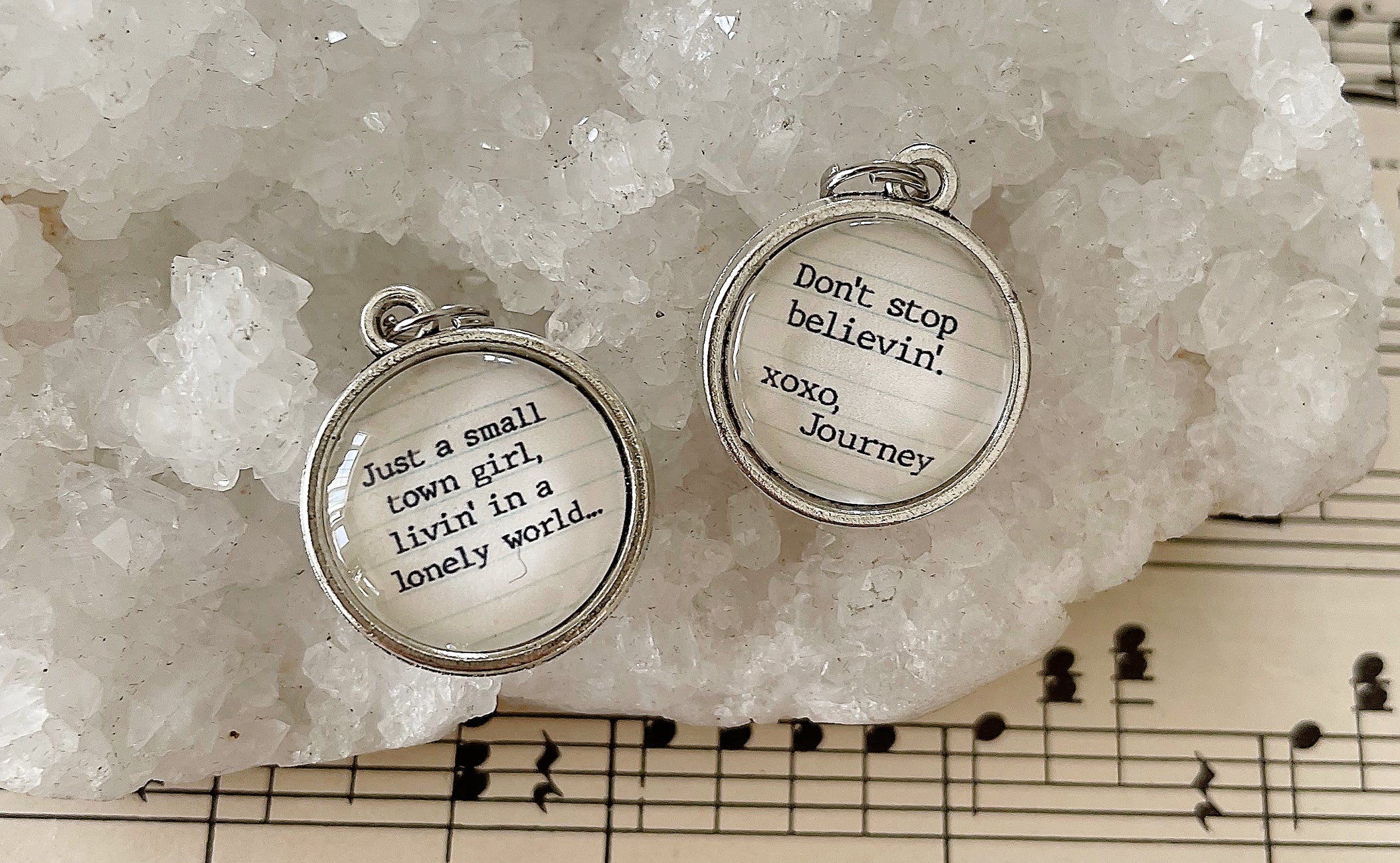 Don't Stop Believin' Double Sided Bubble Jewelry Charm