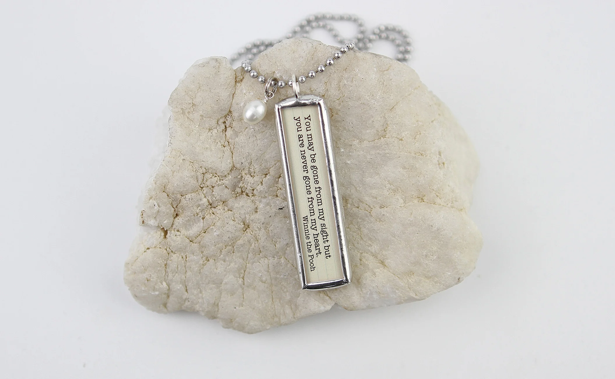 Winnie The Pooh Gone From My Heart Literary Book Soldered Art Jewelry Charm or Necklace - Image 2
