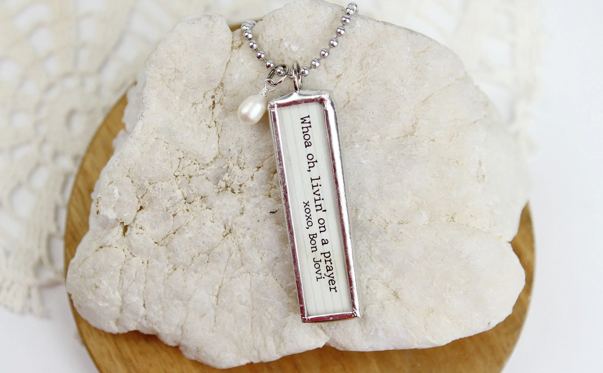 Livin' On A Prayer Lyric Stick Soldered Art Jewelry Charm - Image 2