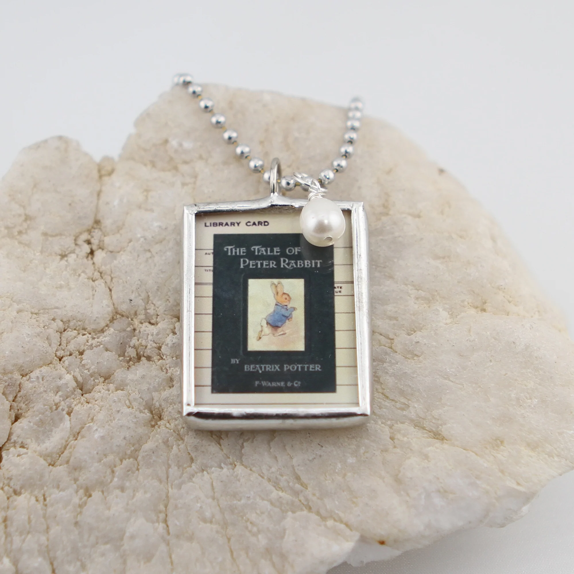 Peter Rabbit Book Cover Soldered Art Jewelry Charm or Necklace - Image 2