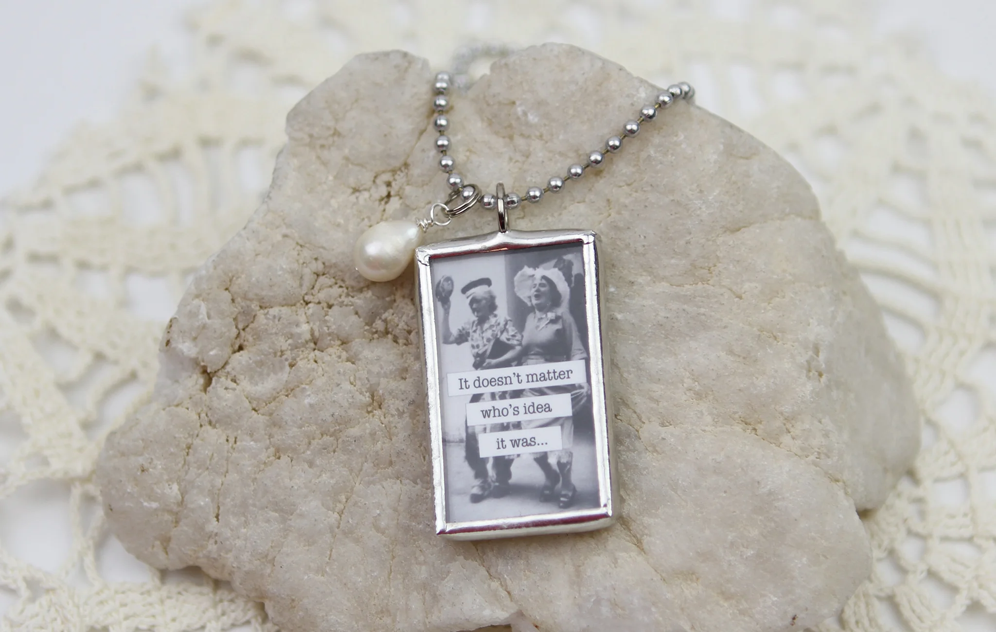 As Long As Our Alibis Match Soldered Art Jewelry Charm or Necklace - Image 2