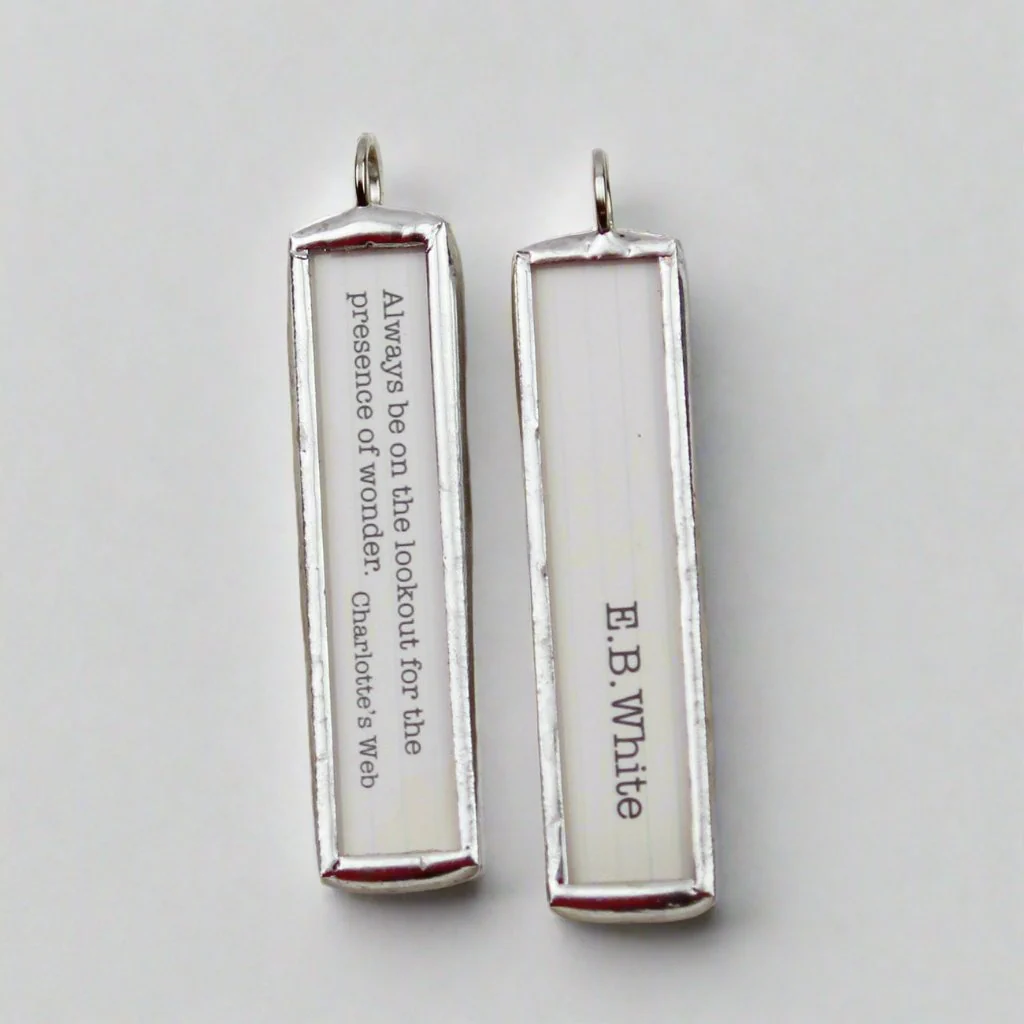 Charlotte's Web Presence Of Wonder Book Quote Soldered Art Jewelry Charm or Necklace