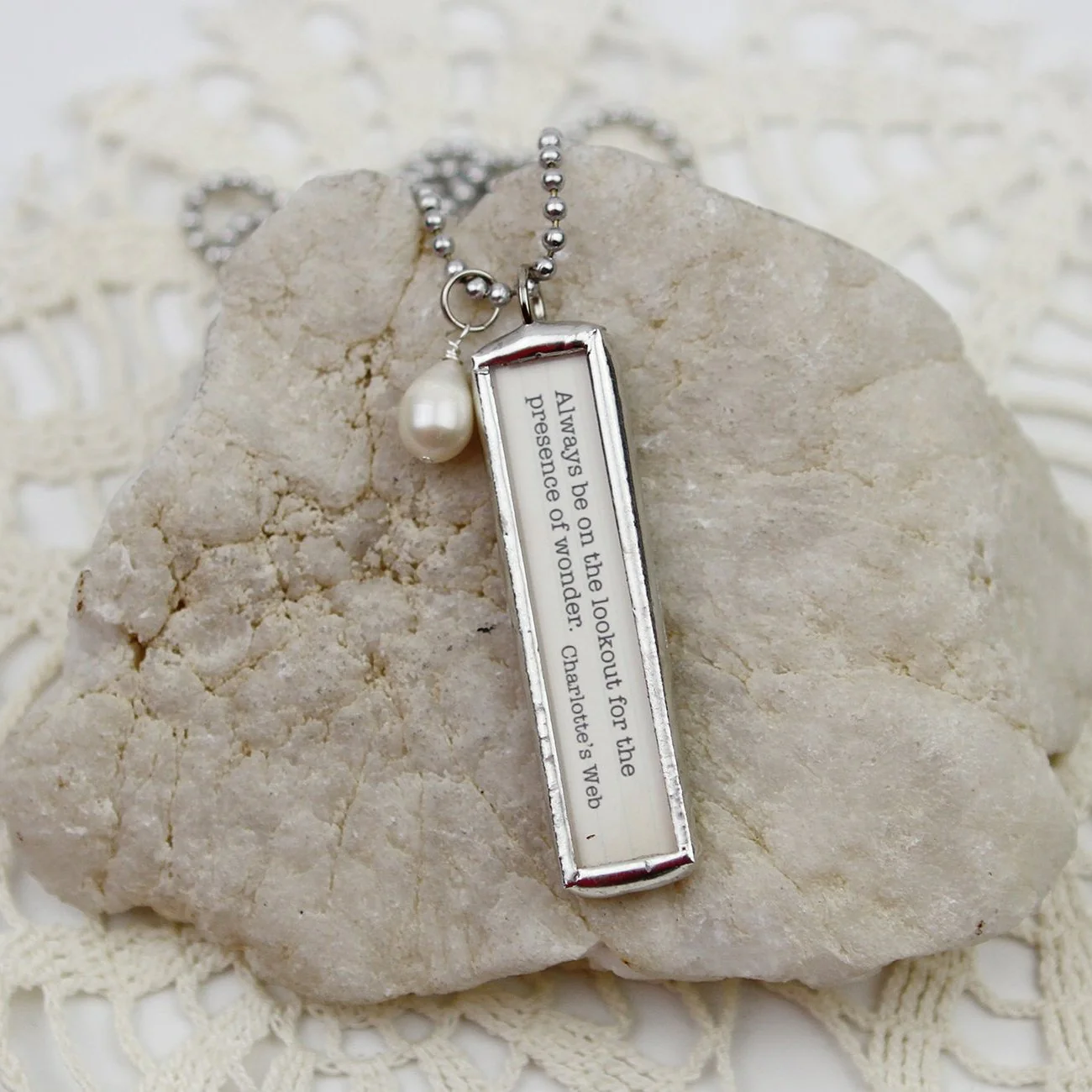 Charlotte's Web Presence Of Wonder Book Quote Soldered Art Jewelry Charm or Necklace - Image 2