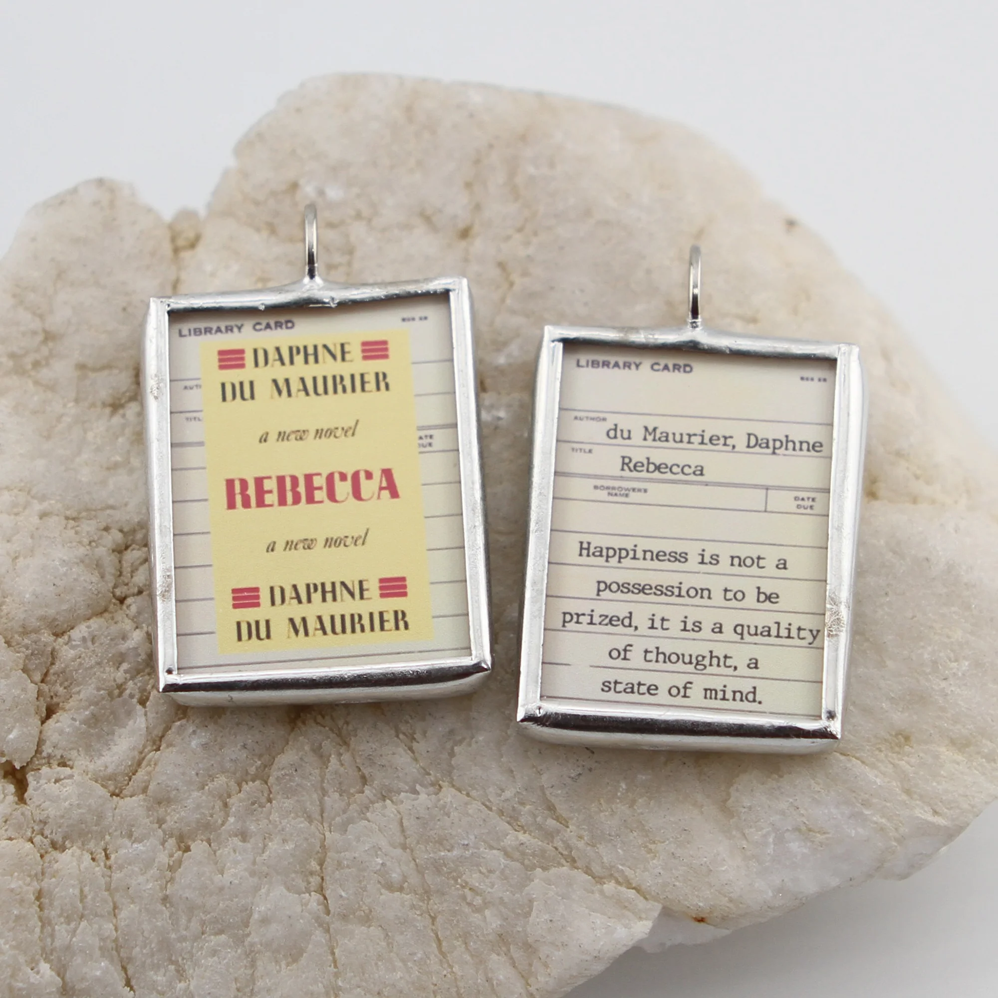 Rebecca Book Cover Soldered Art Jewelry Charm or Necklace