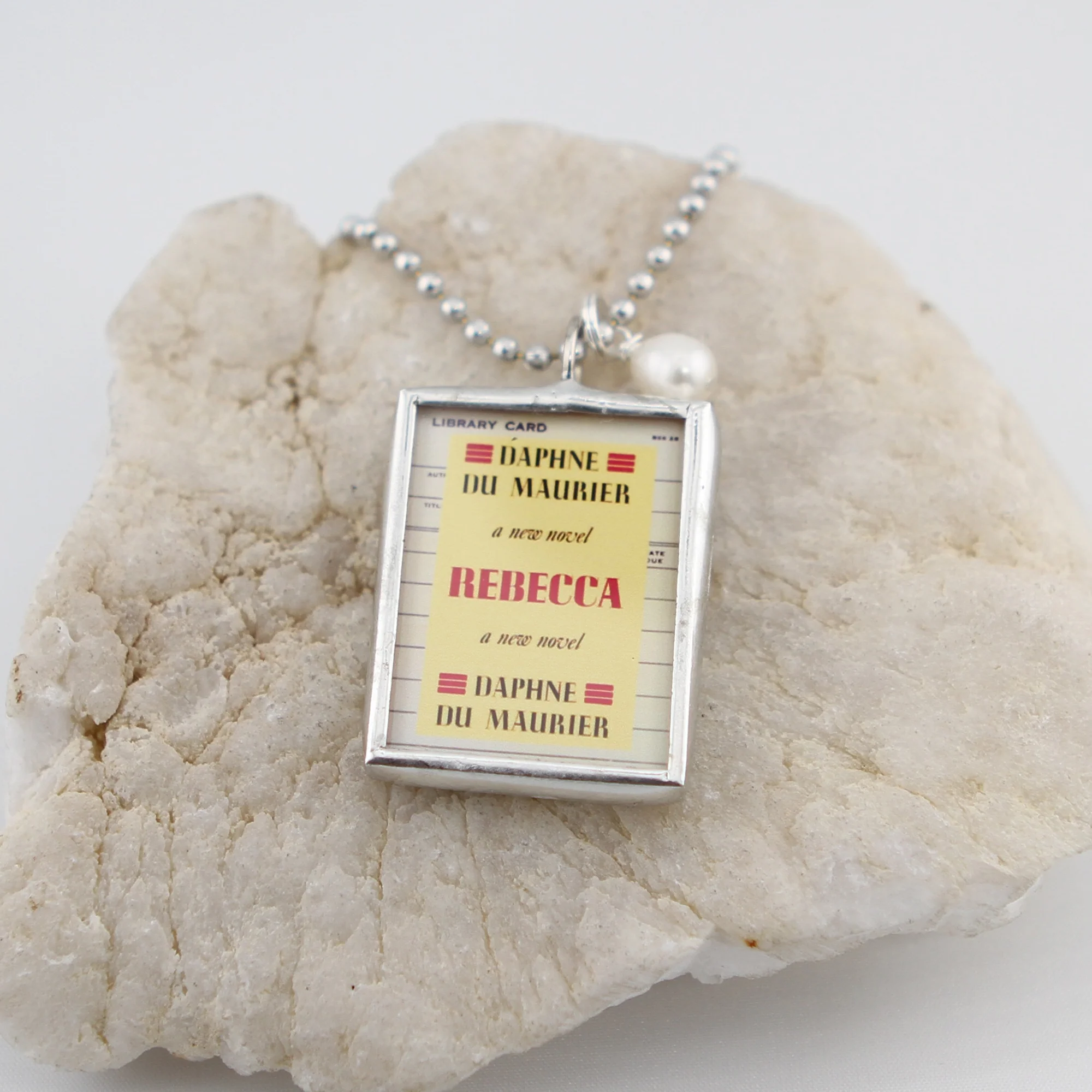 Rebecca Book Cover Soldered Art Jewelry Charm or Necklace - Image 2
