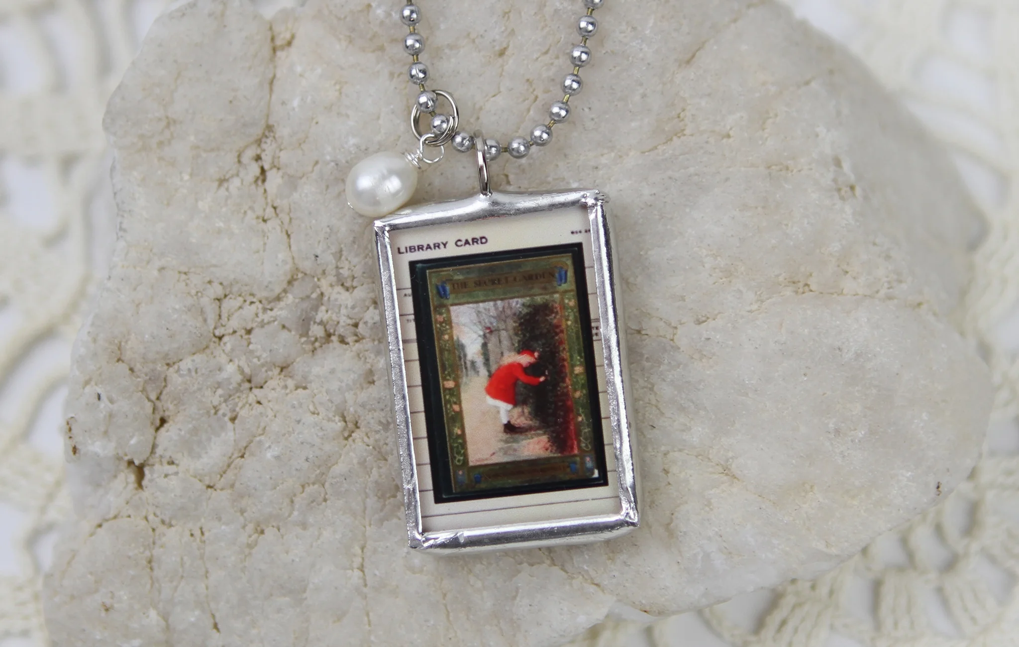 The Secret Garden Book Cover Quote Soldered Art Jewelry Charm or Necklace - Image 2