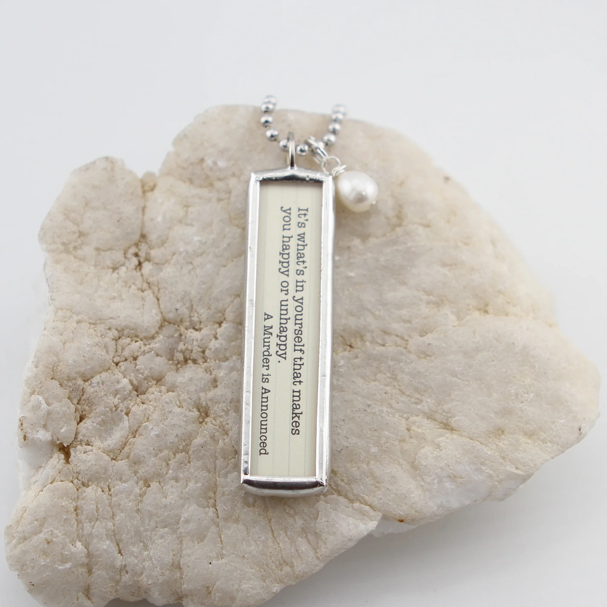 Agatha Christie Quote Book Soldered Art Jewelry Charm or Necklace - Image 2