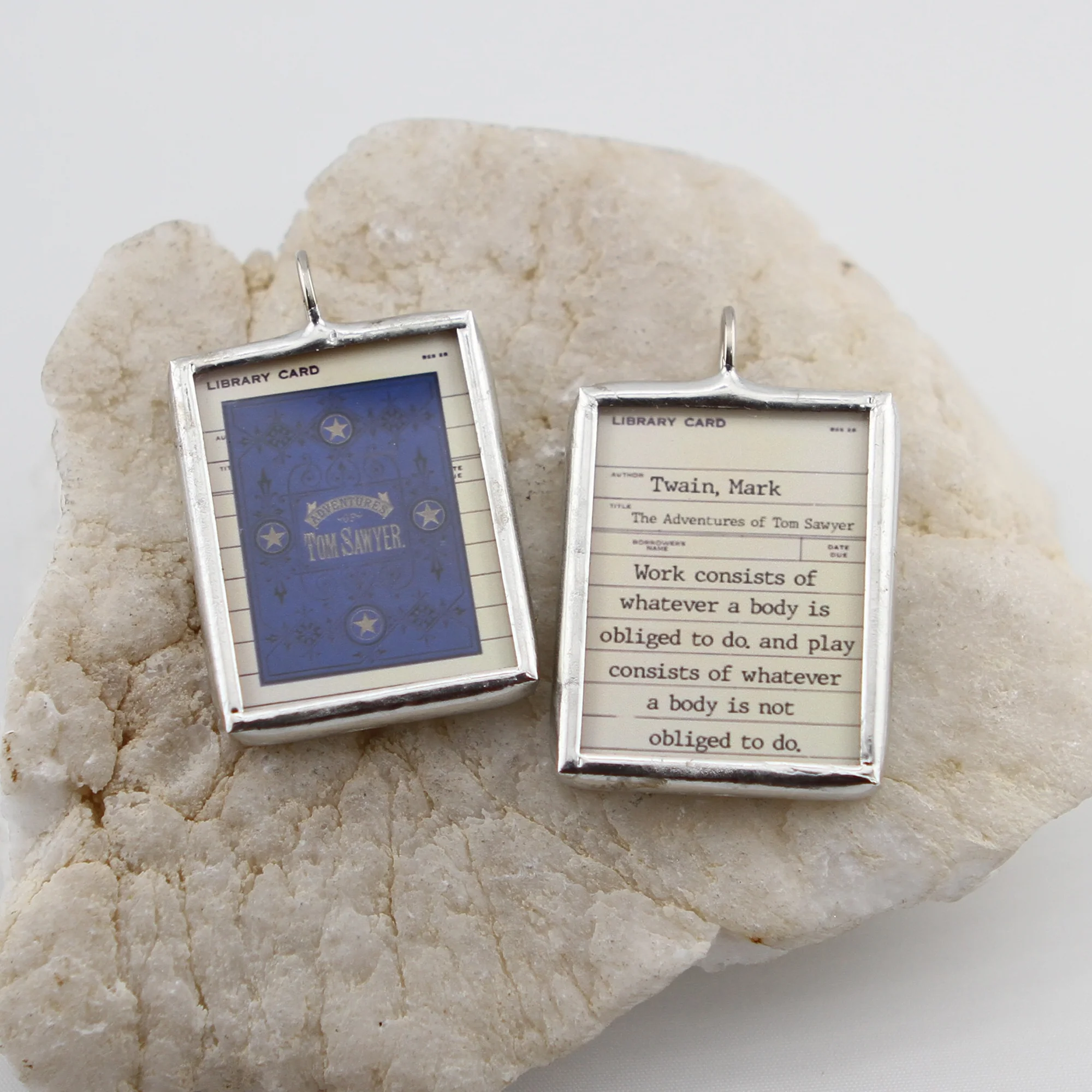 Tom Sawyer Book Cover Soldered Art Jewelry Charm or Necklace