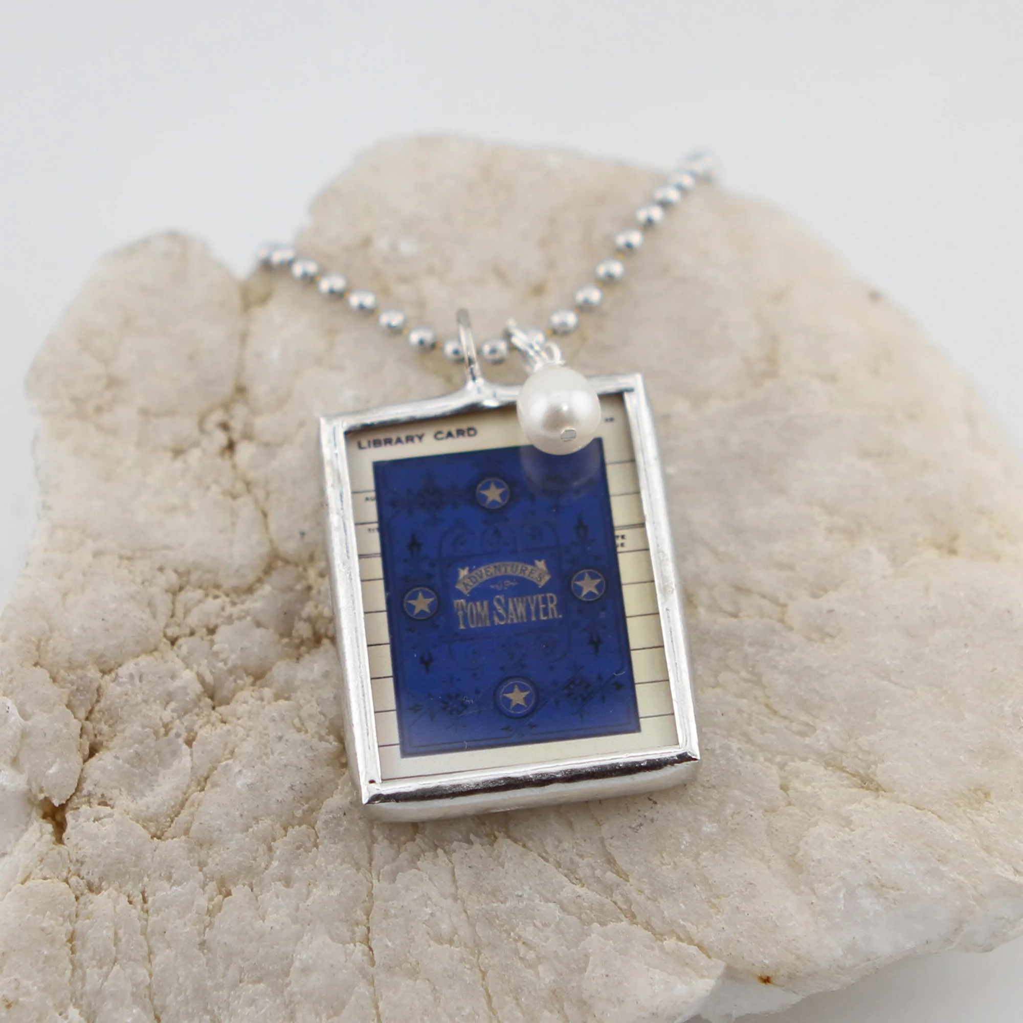 Tom Sawyer Book Cover Soldered Art Jewelry Charm or Necklace - Image 2
