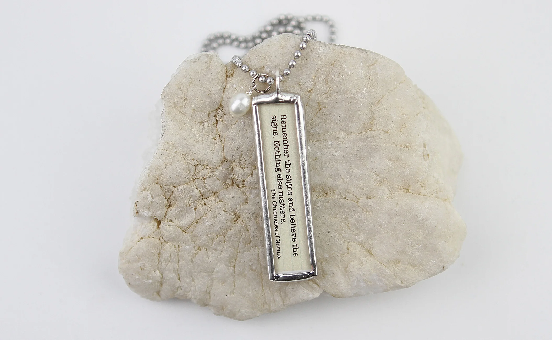 Remember the Signs Narnia Literary Book Soldered Art Jewelry Charm or Necklace - Image 2
