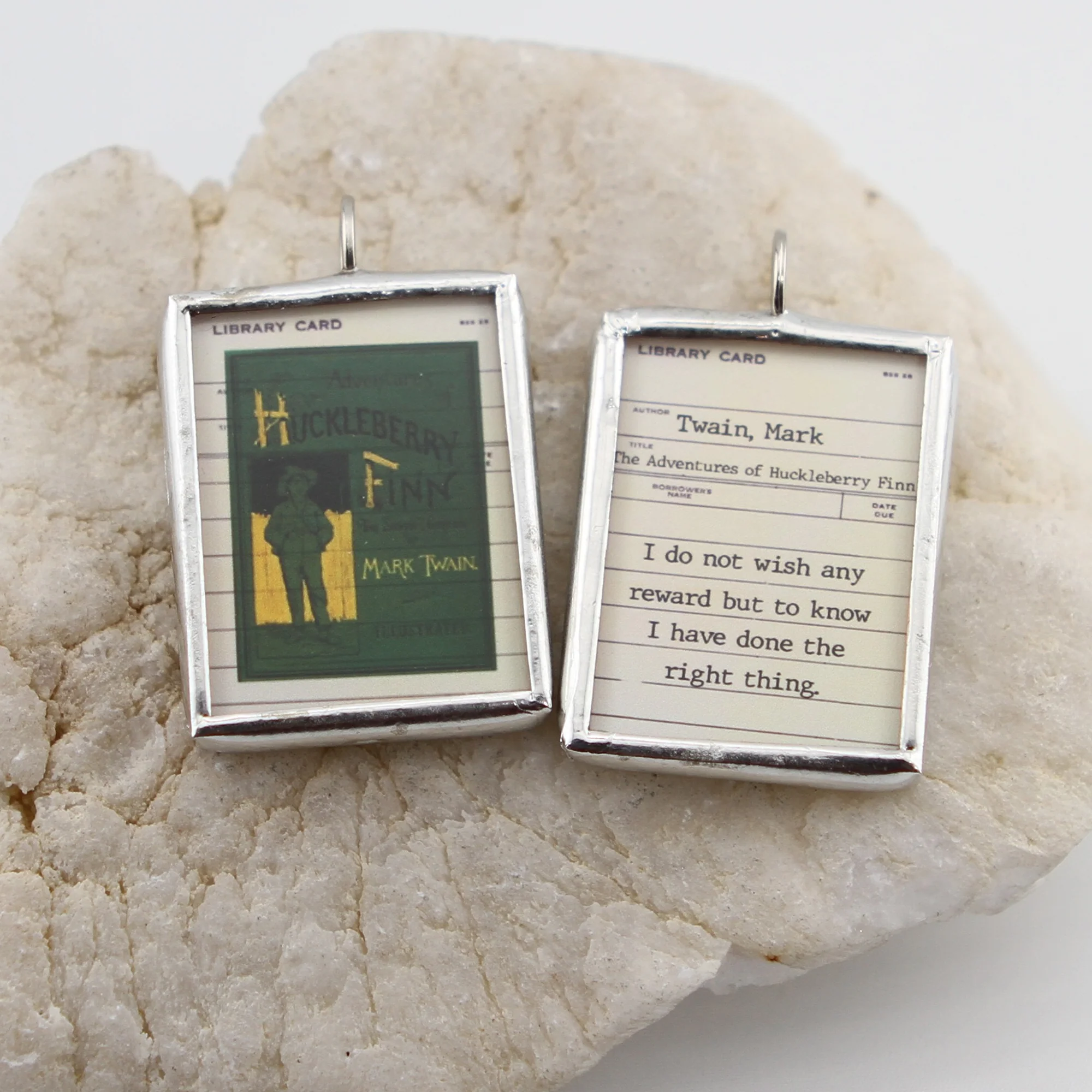 Huckleberry Finn Book Cover Quote Soldered Art Jewelry Charm or Necklace