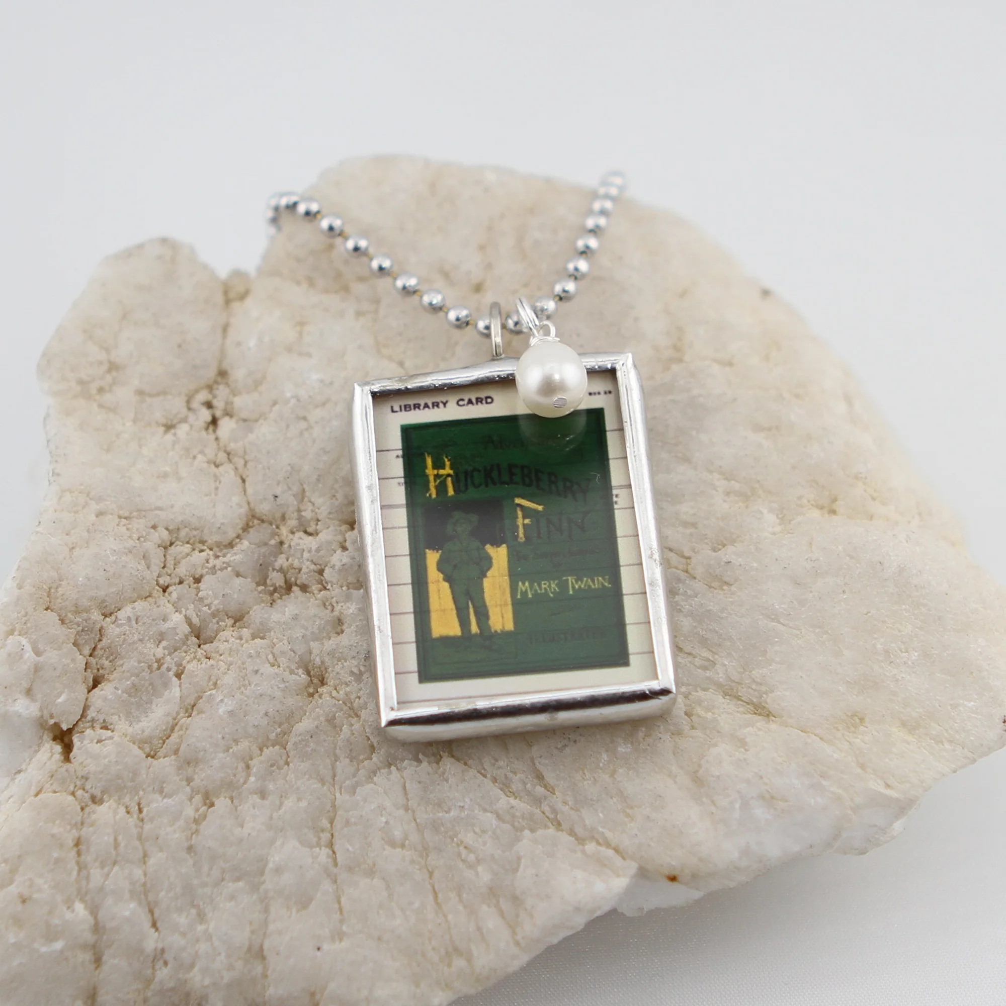Huckleberry Finn Book Cover Quote Soldered Art Jewelry Charm or Necklace - Image 2