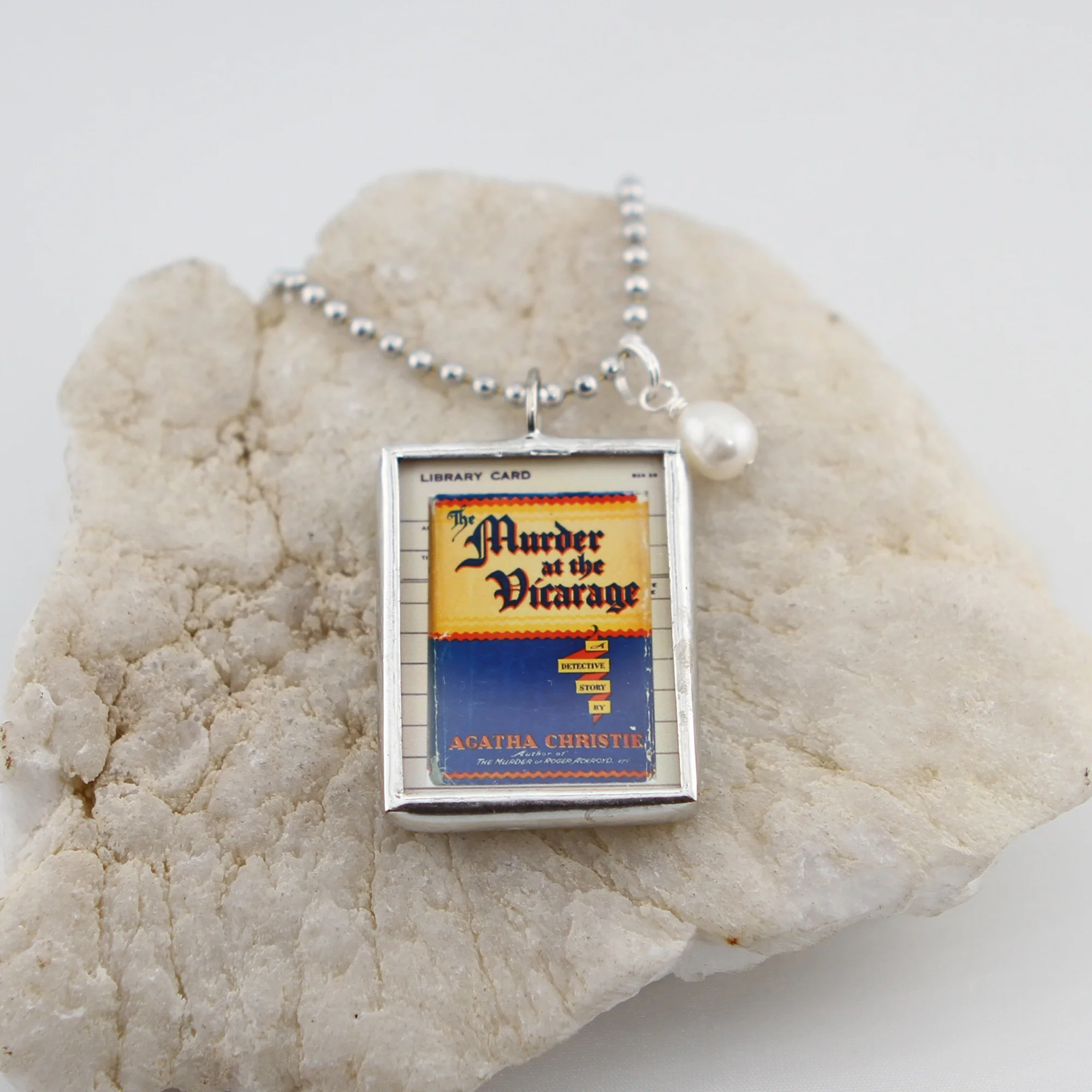 The Murder at the Vicarage Book Cover Quote Soldered Art Jewelry Charm or Necklace - Image 2