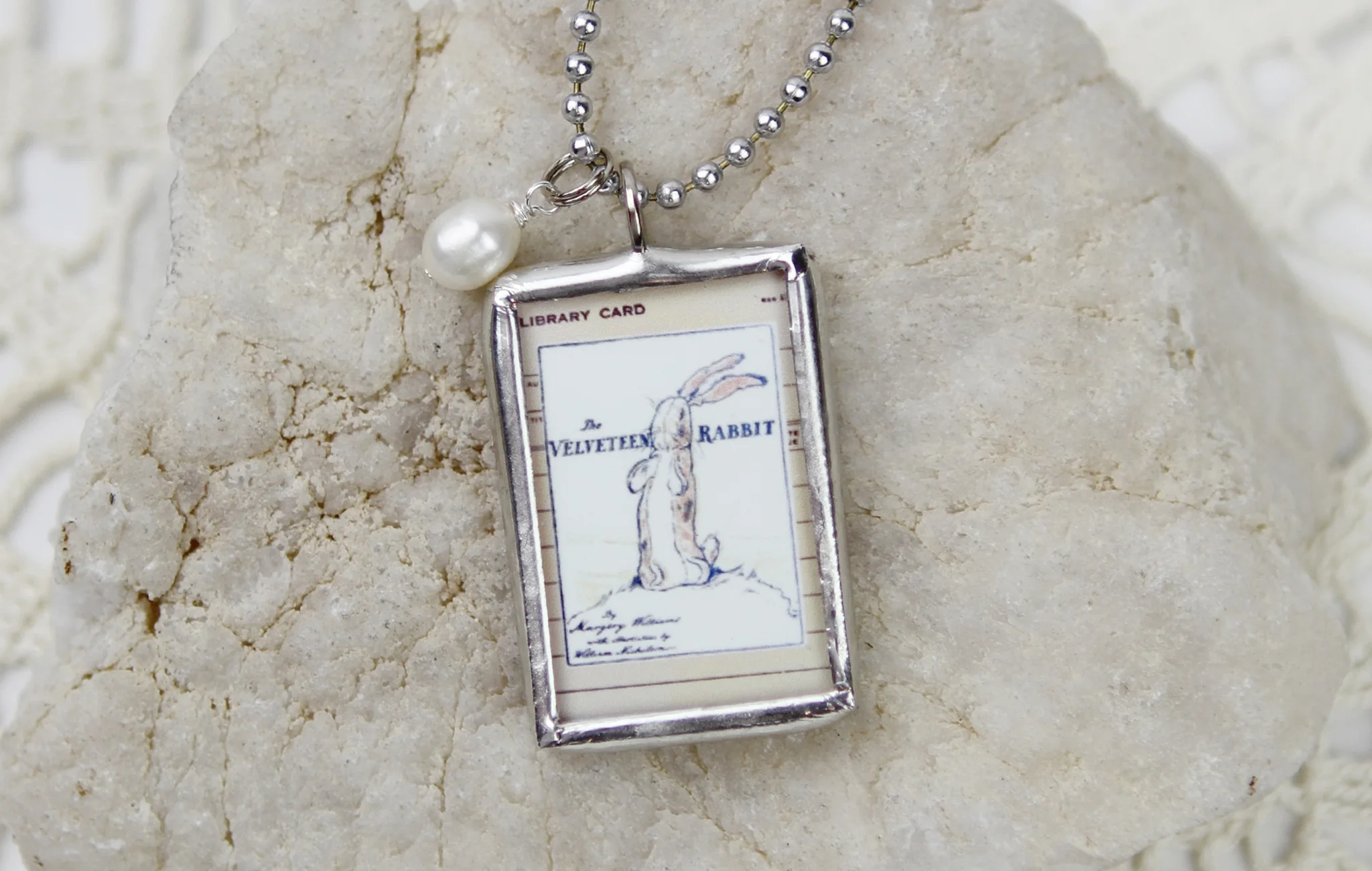 The Velveteen Rabbit Book Cover Quote Soldered Art Jewelry Charm or Necklace - Image 2