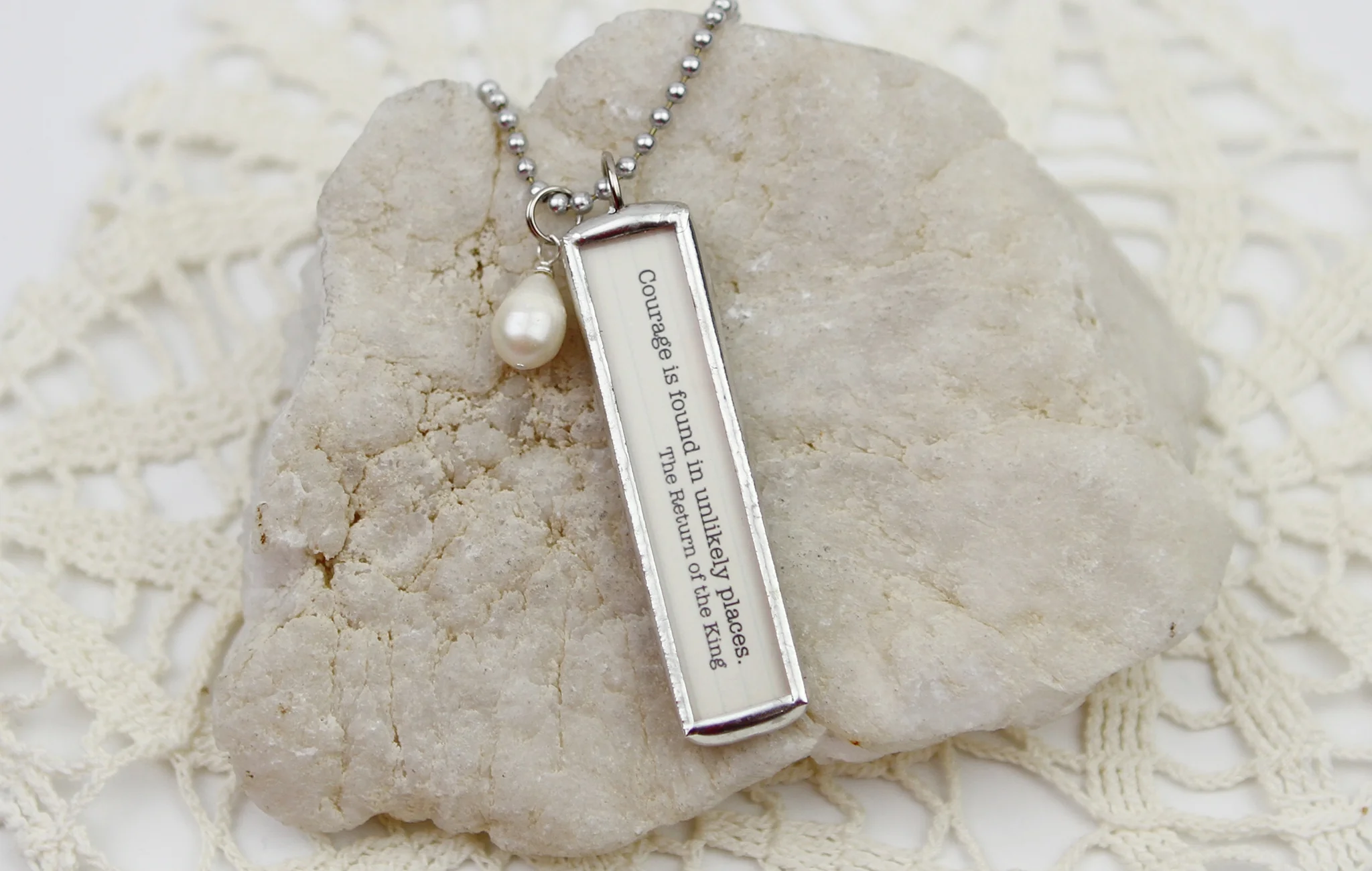 Tolkein Courage Book Quote Soldered Art Jewelry Charm or Necklace - Image 2